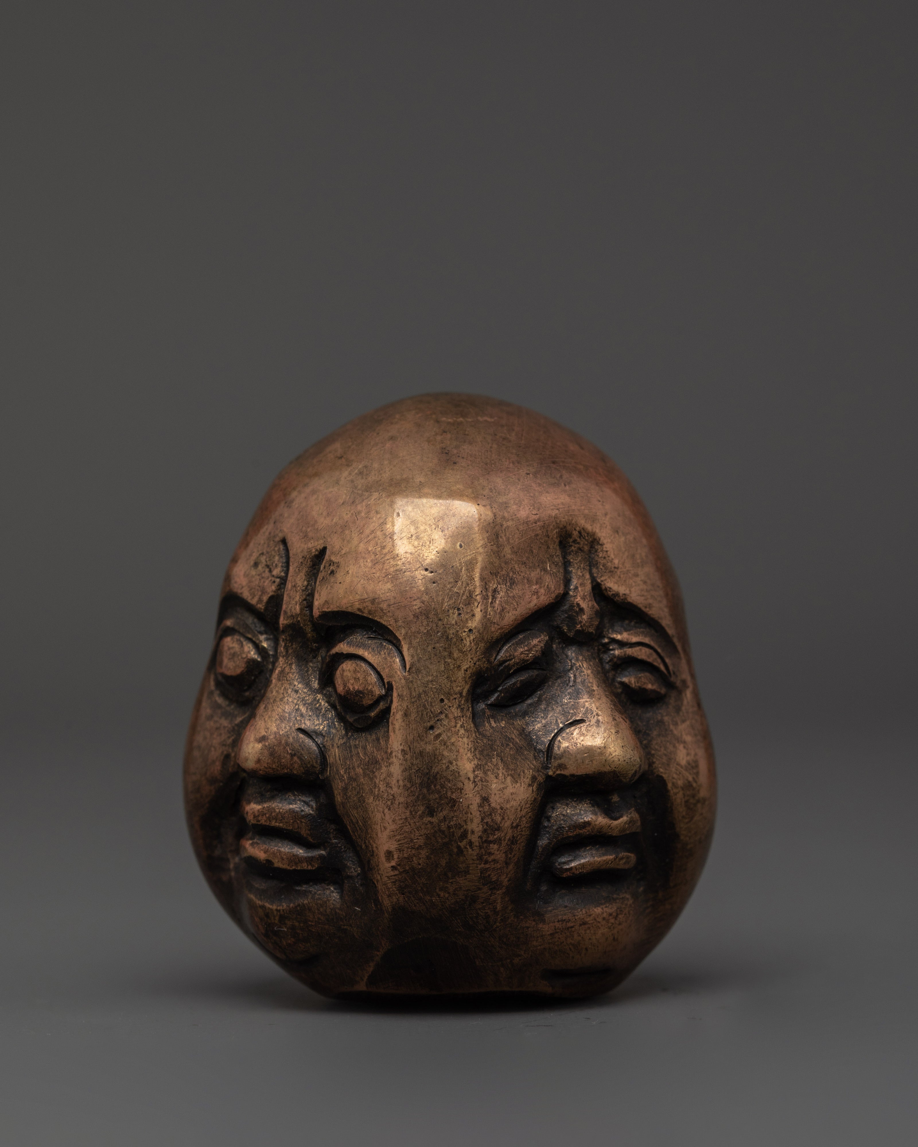 Decorative Laughing Buddha Head | Brass Buddha Sculpture for Home Decor