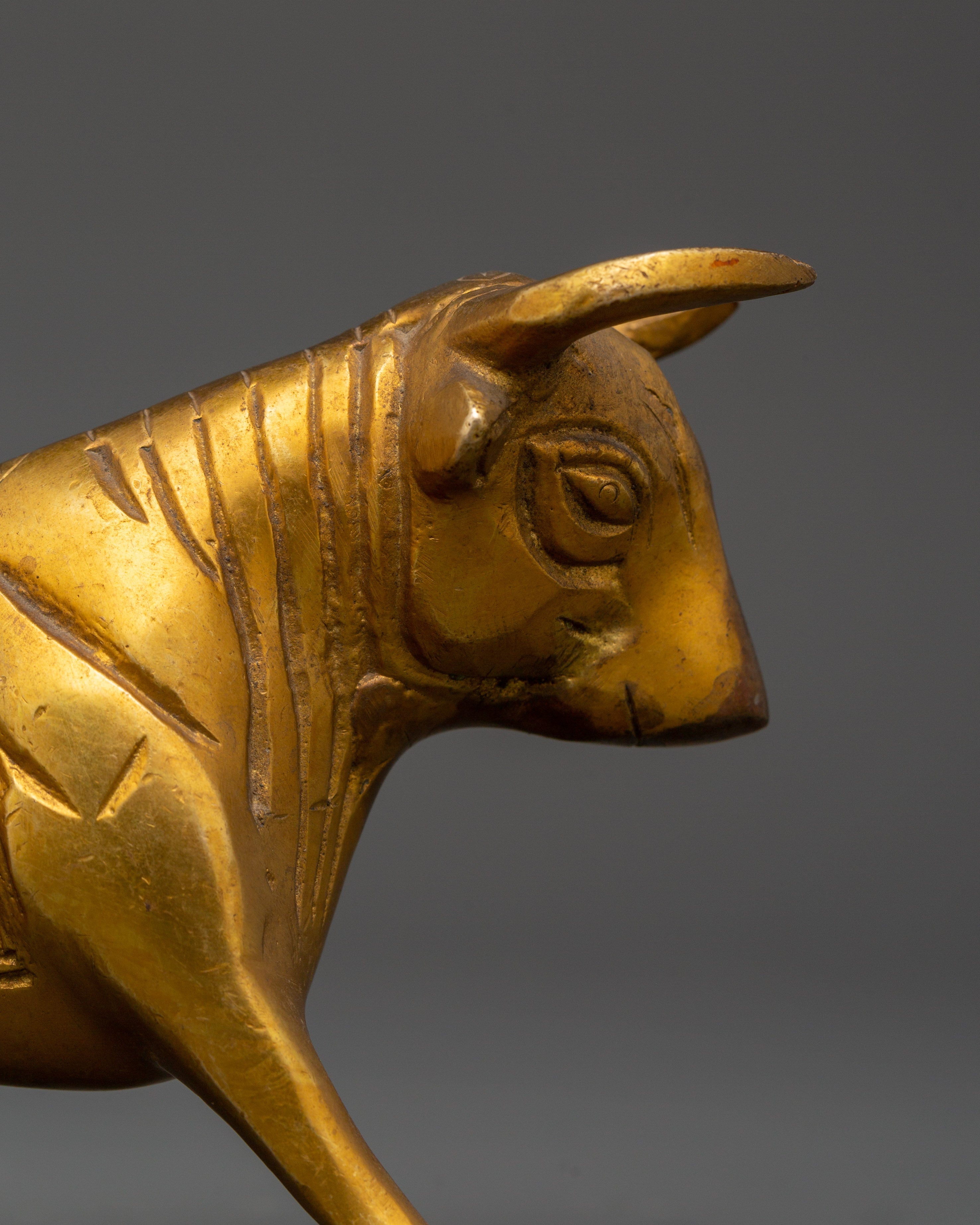 Handcrafted Brass Ox Statue Set | Pair of Decorative Sacred Oxen Sculptures