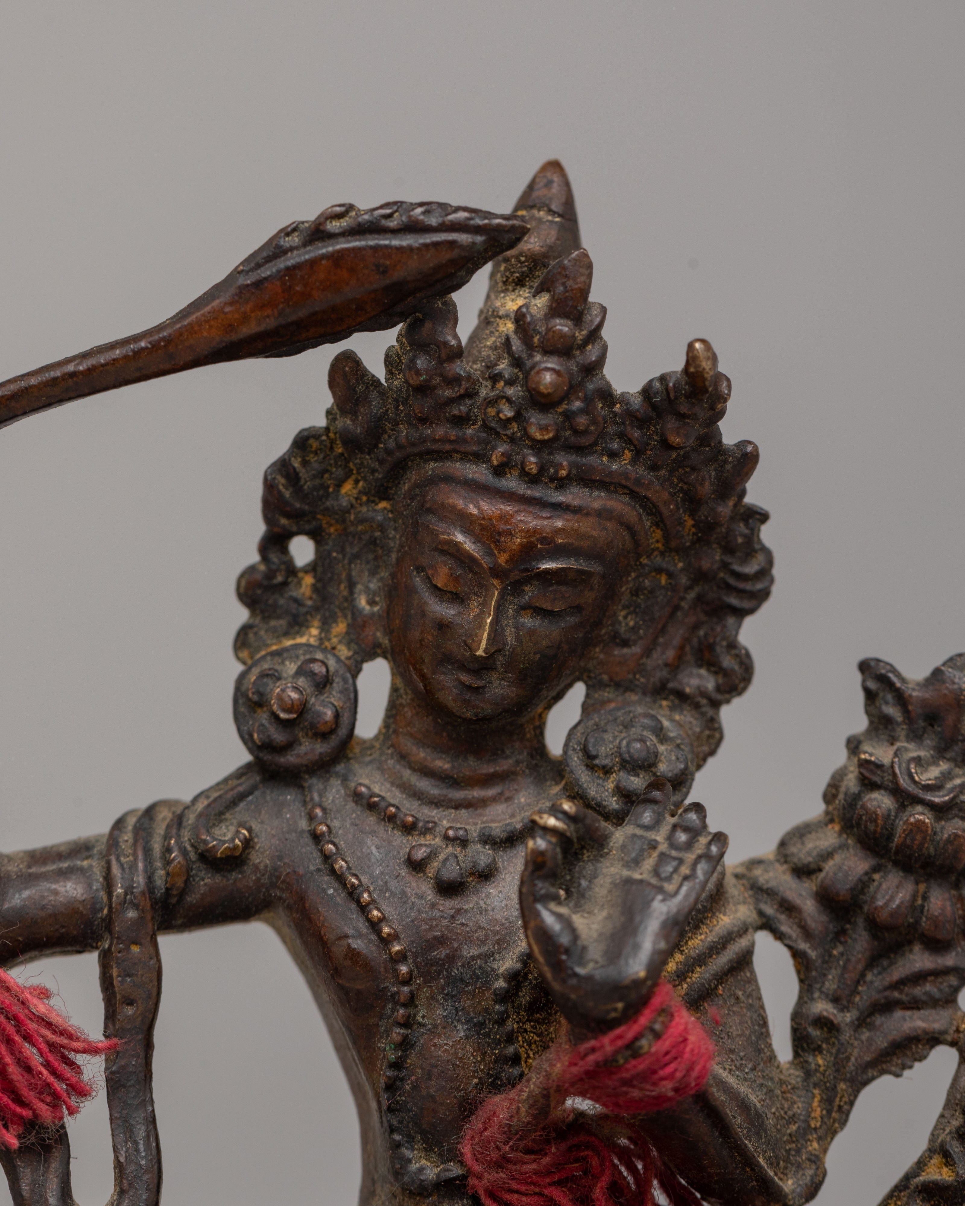 Tibetan Sacred Manjushri Statue | Copper Statue with Semi-Antique Finish