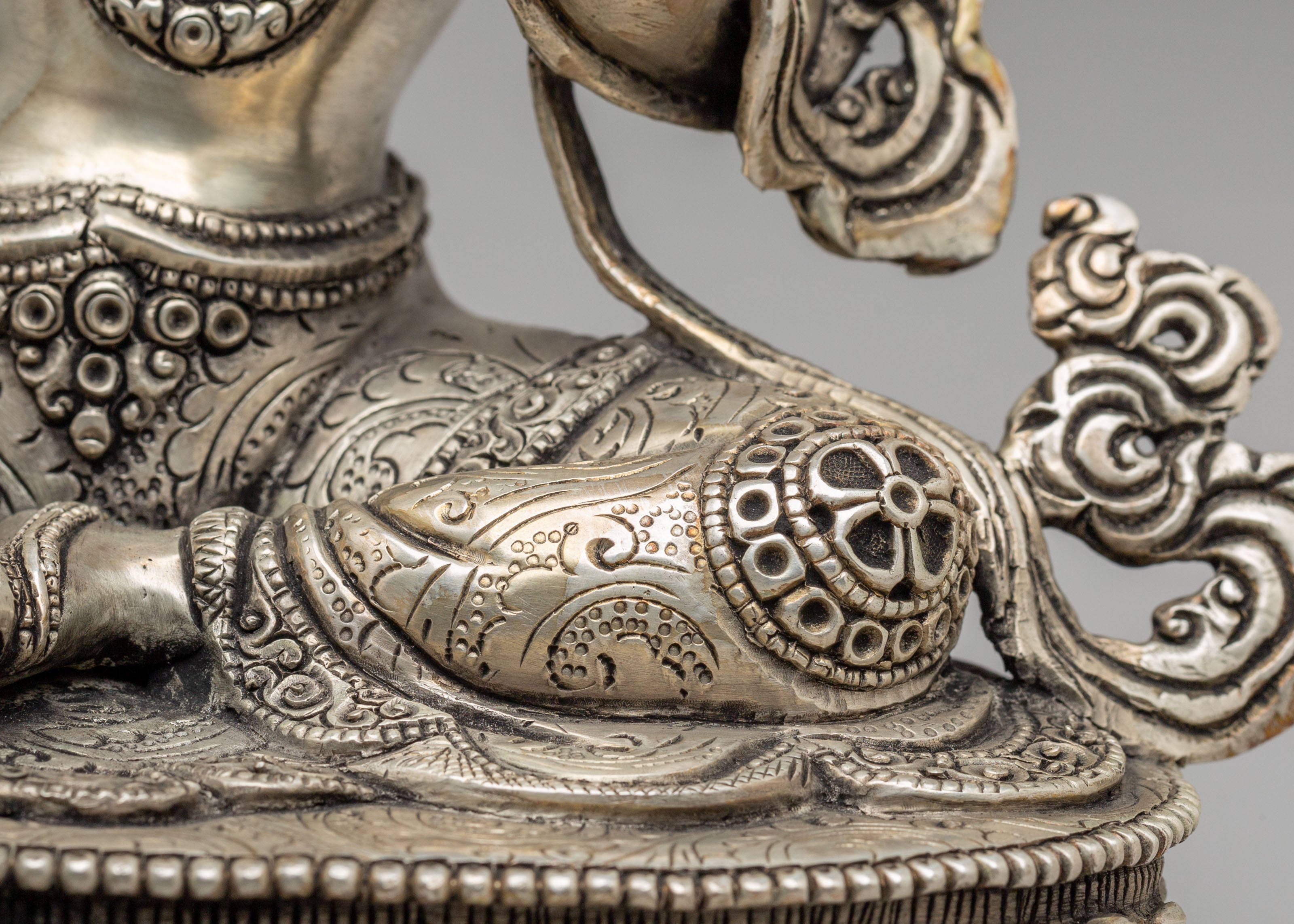 Green Tara Mother of Liberation Statue | Silver Plated Copper Buddhist Sculpture