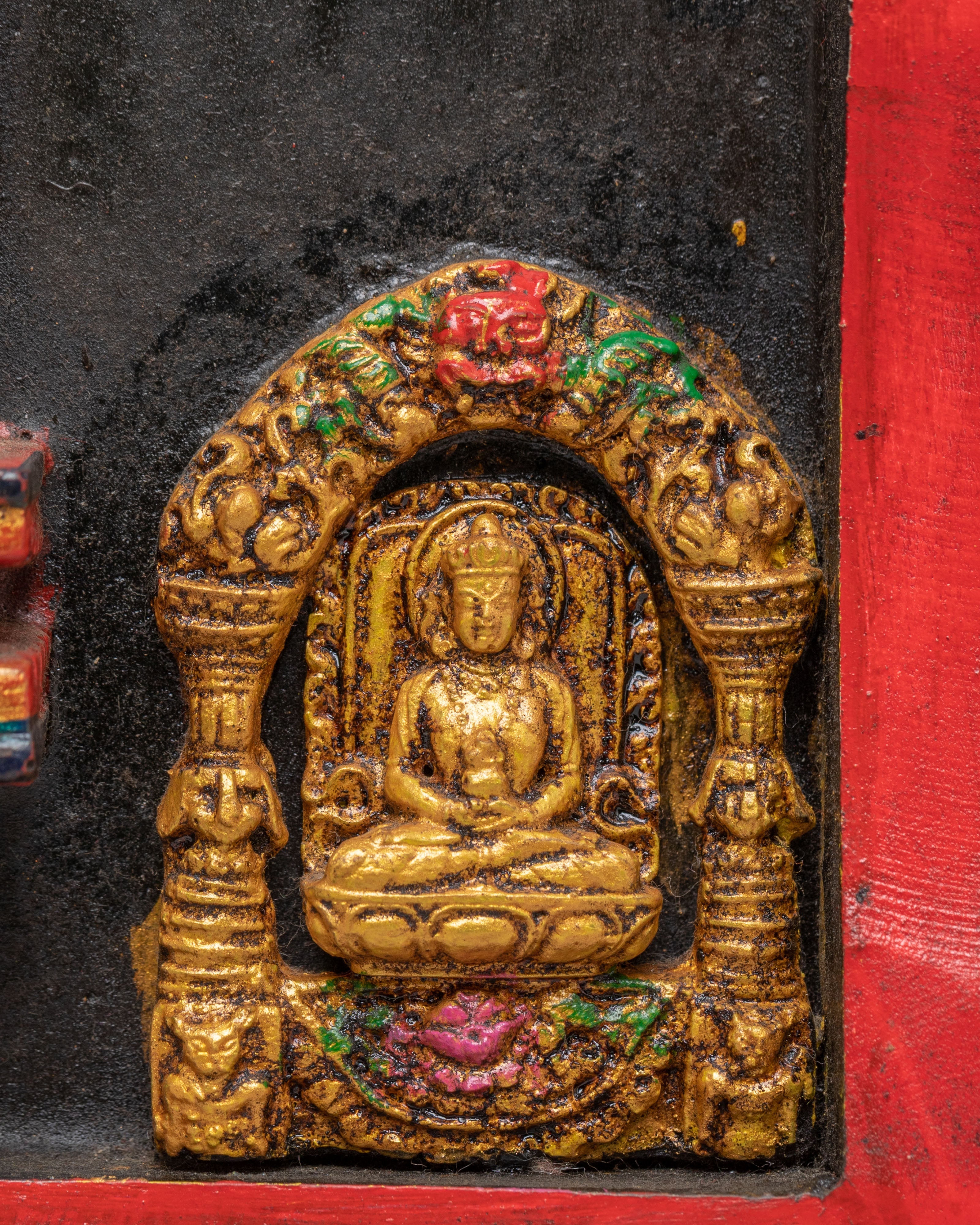 Buddhist Green Tara Wall Hanging | Buddhist Artwork with Chenrezig, Manjushri & Amitayus
