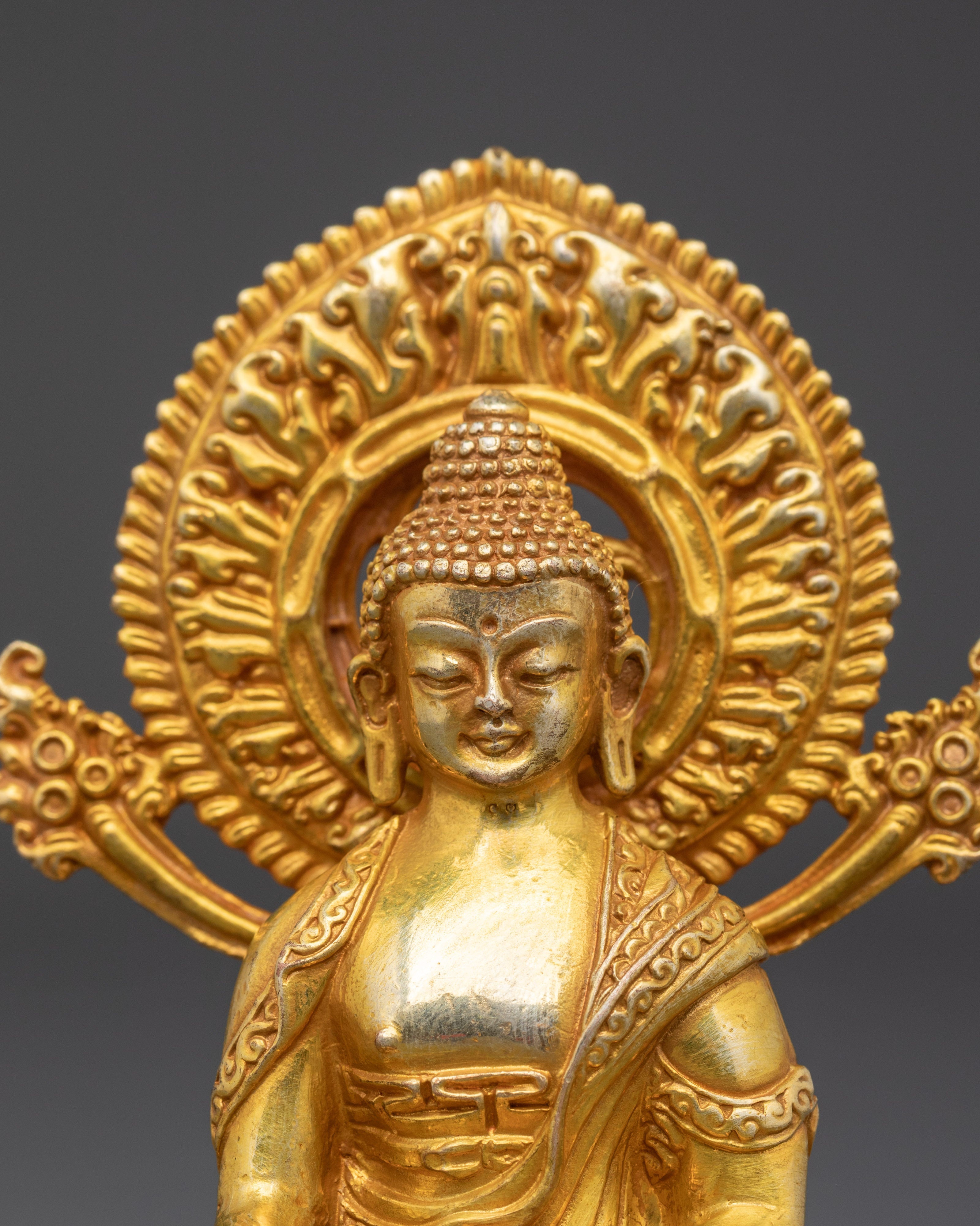 Shakyamuni Buddha Statue with Halo | Tibetan Spiritual Meditation Shrine