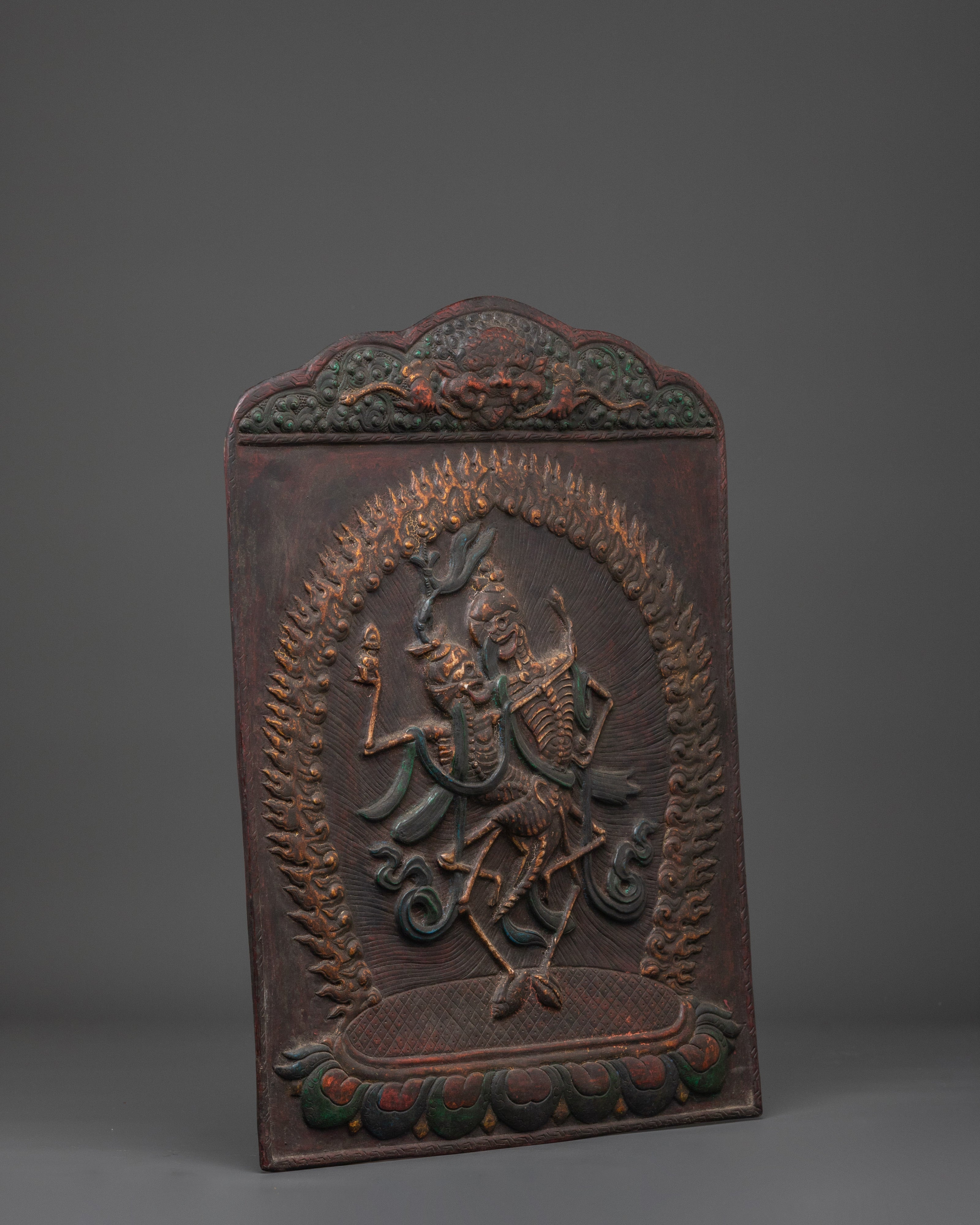 Protector Deity Chitipati Wall Hanging | Spiritual Copper Wall Art for Protection