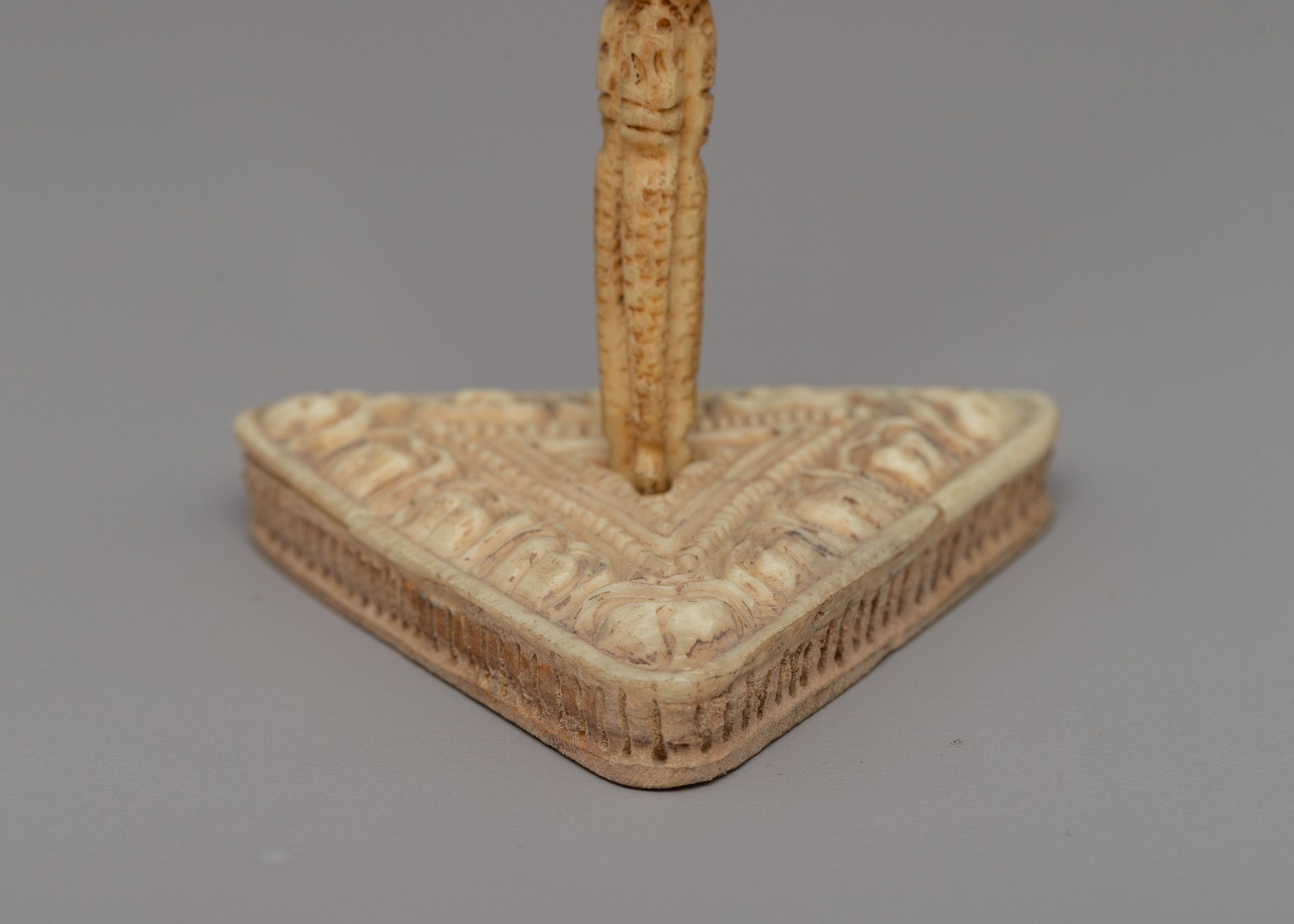 Handcrafted Phurba with Stand | A Buffalo Bone Tibetan Ritual Dagger