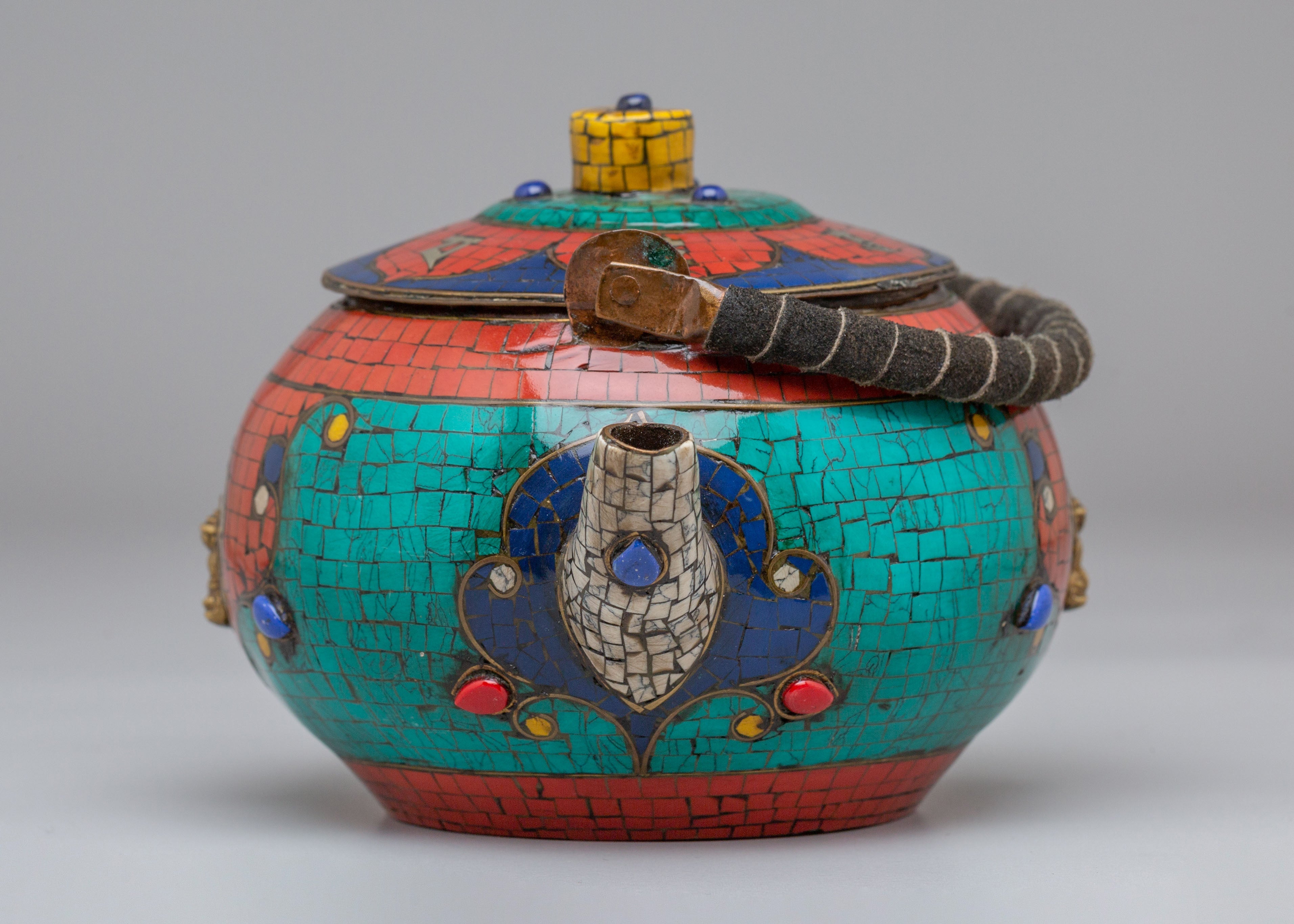 Gemstone Inlay Tea Pot | Traditional Himalayan Craftsmanship