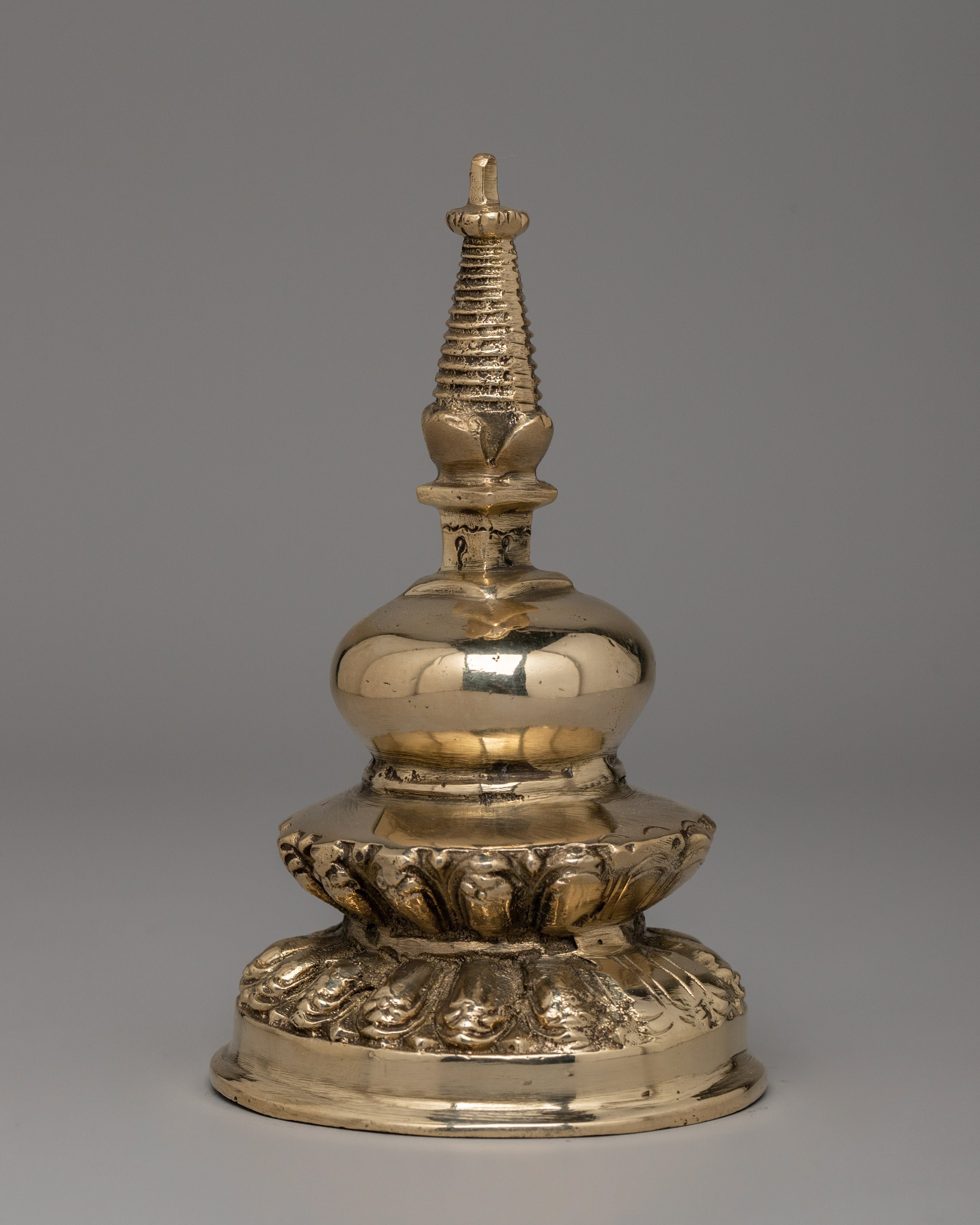 Handcrafted Brass Stupa | Tibetan Buddhist Altar Shrine Decor