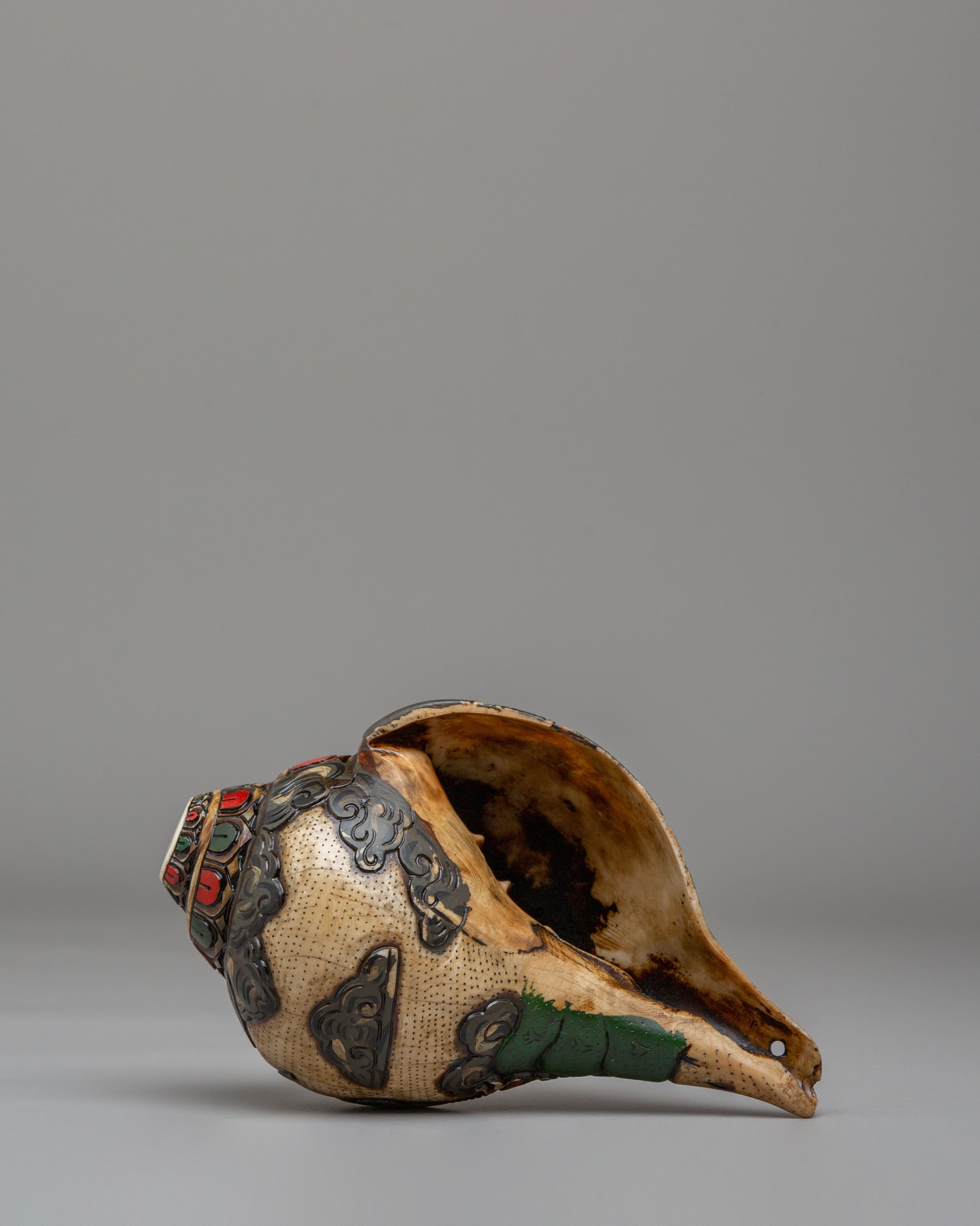 Vajradhara Carved Ritual Conch | Tibetan Buddhist Ritual Conch