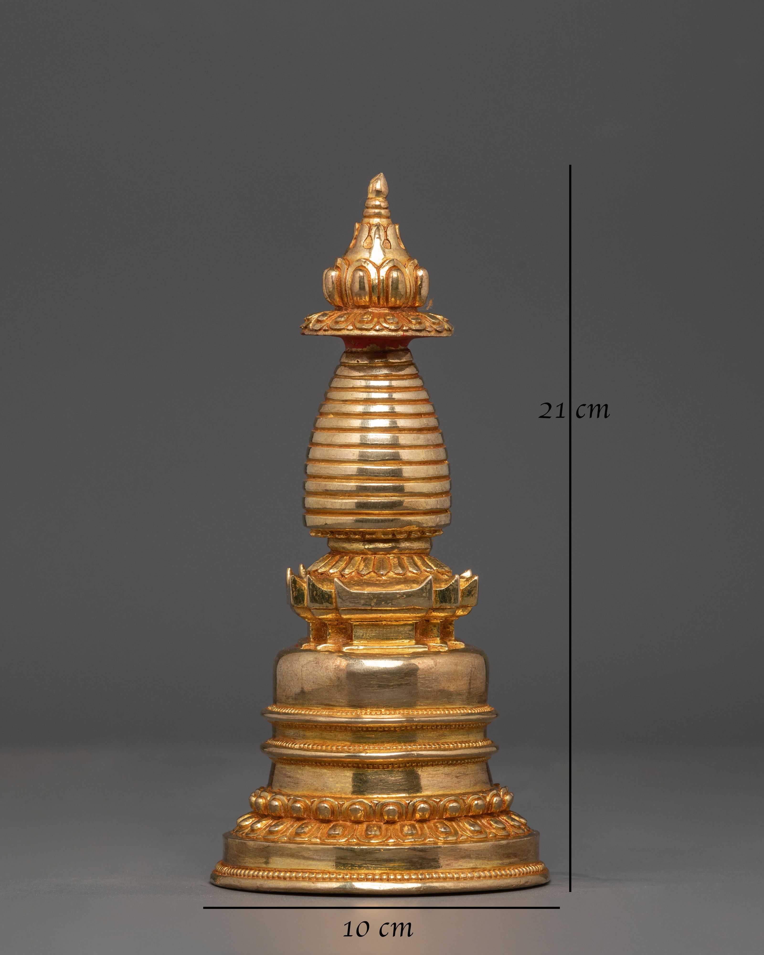 Sacred Gold Plated Stupa | Tibetan Buddhist Spiritual Decor