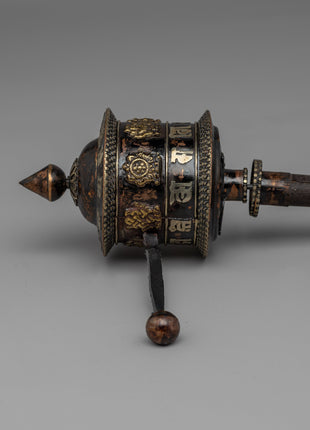 Buddhist Ritual Spinning Prayer Wheel | Traditional Tibetan Design for Peace and Healing