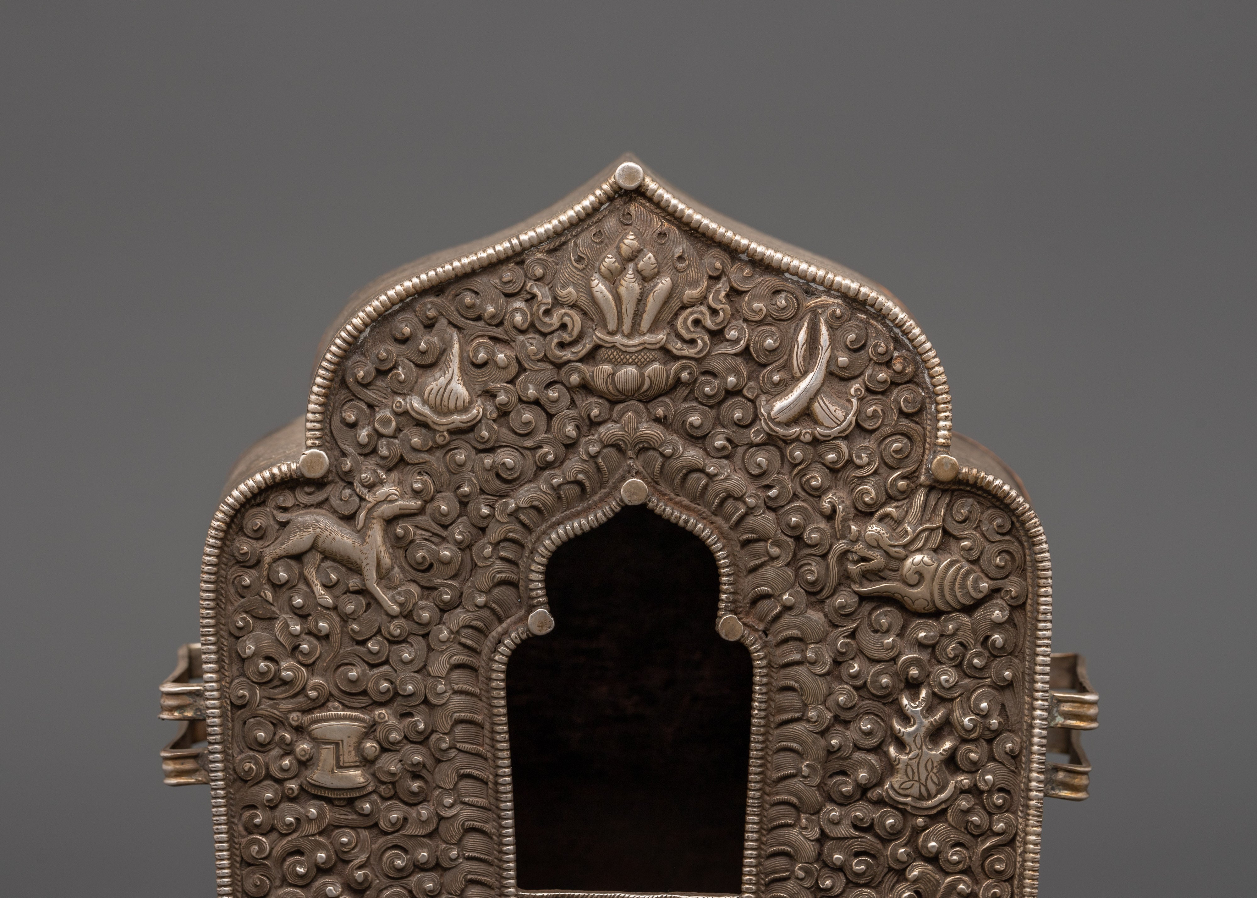 Buddhist Tibetan Treasure Box | Handcrafted Tibetan Silver Box