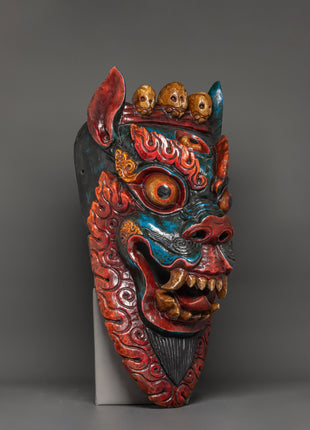 Snow Lion Wall Hanging Mask | Deity for Protection & Power