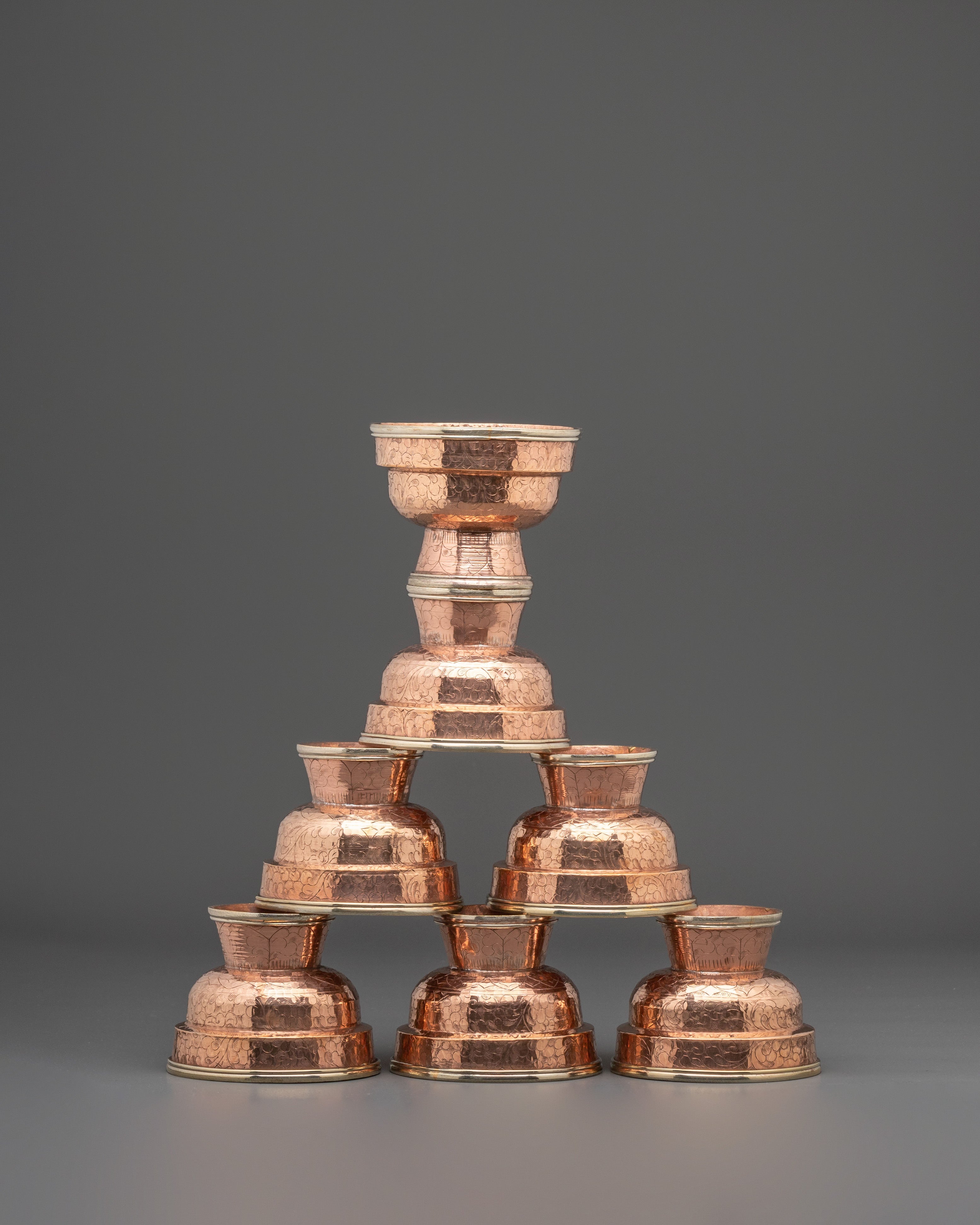 Copper Prayer Offering Bowl Set | Tibetan Buddhist Ritual Bowl