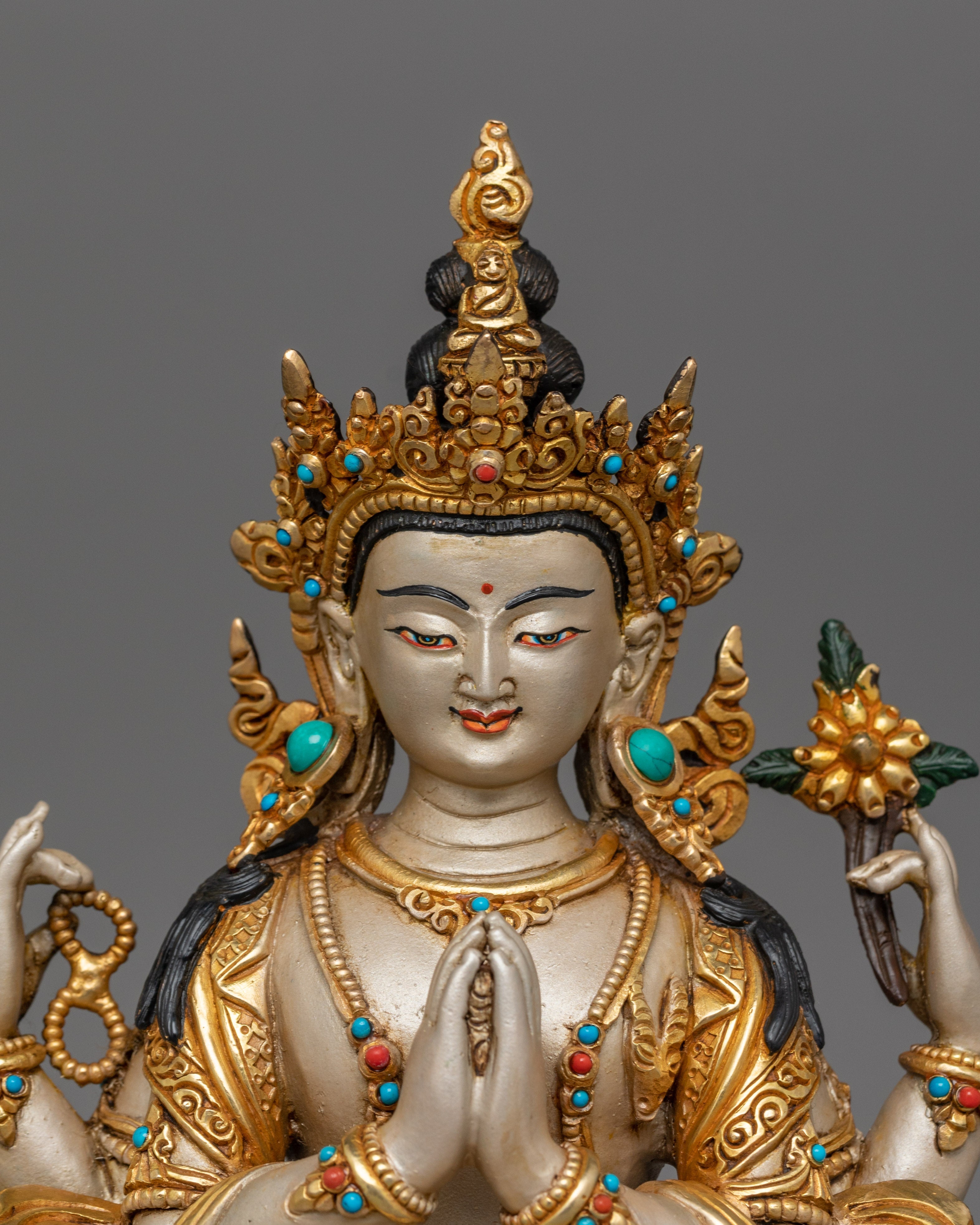 Himalayan Meditating Chenrezig Sculpture | A Path to Seek Infinite Compassion