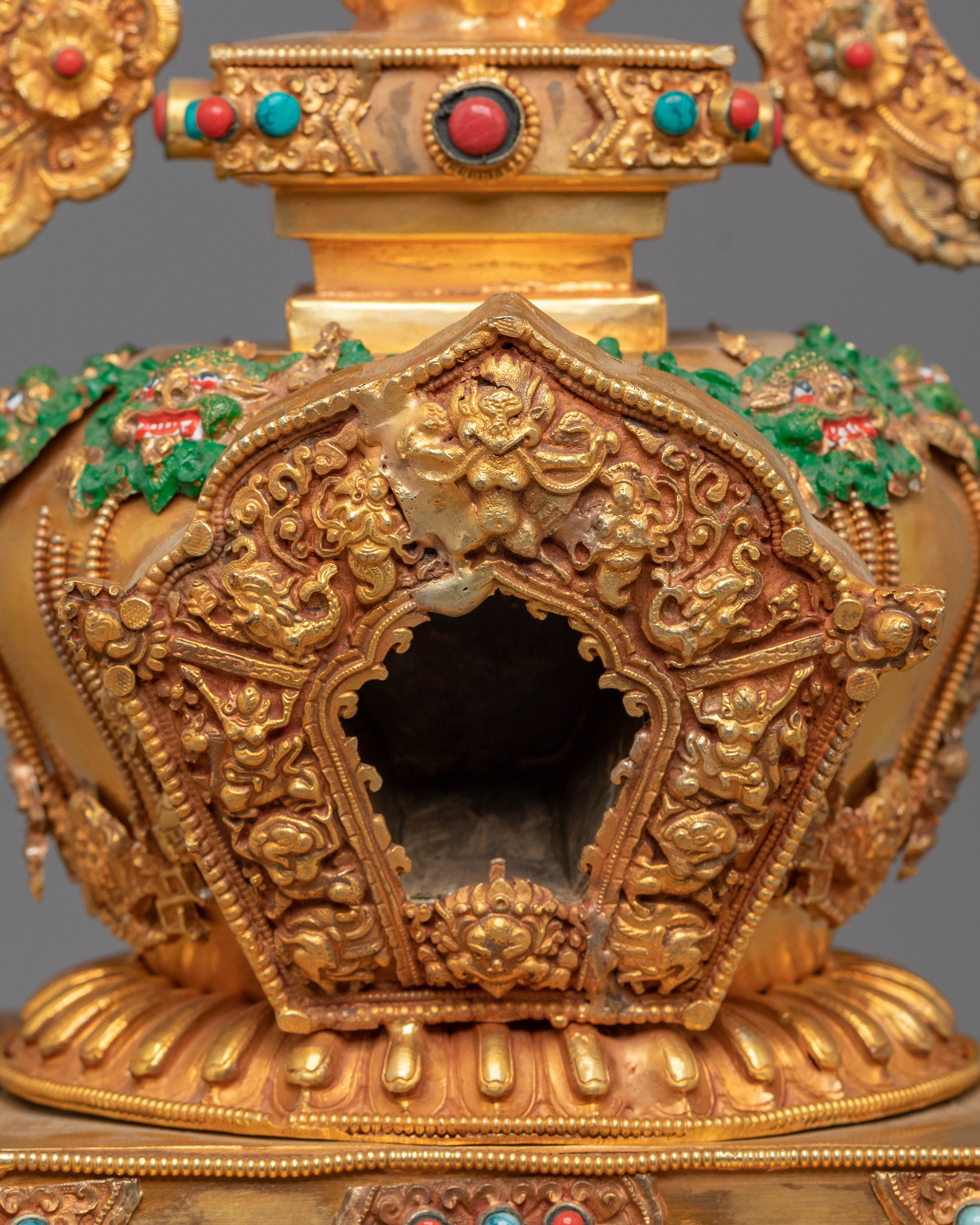 Spiritual Handcrafted Tibetan Stupa | Copper with Gold Plating