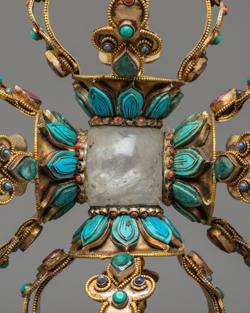 Vajra Ritual Vishwo Vajra Ritual Tool | Sacred Tibetan Vajra with Coral & Turquoise