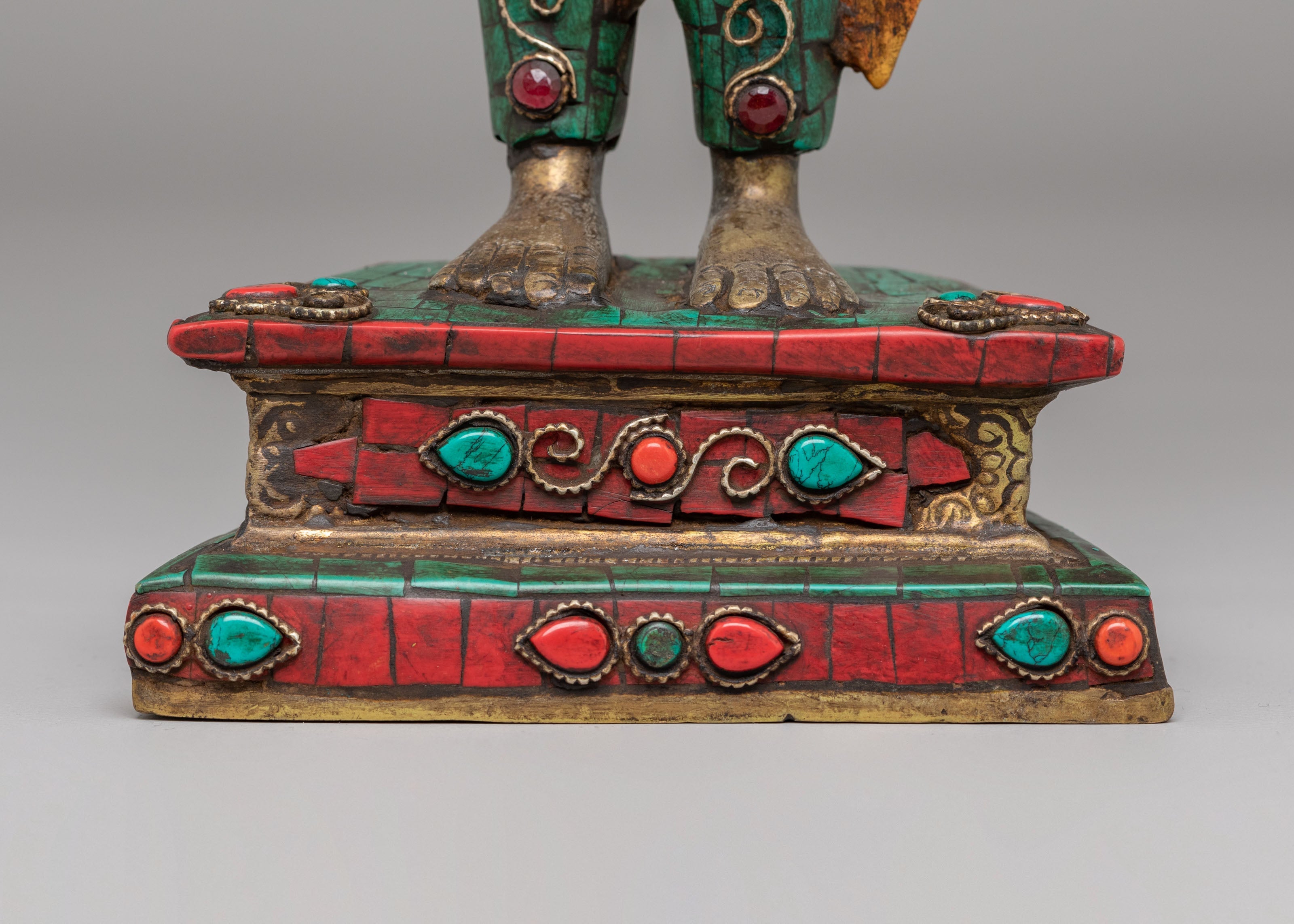 Traditional Standing Green Tara Altar Sculpture | Bronze Buddhist Deity Statue