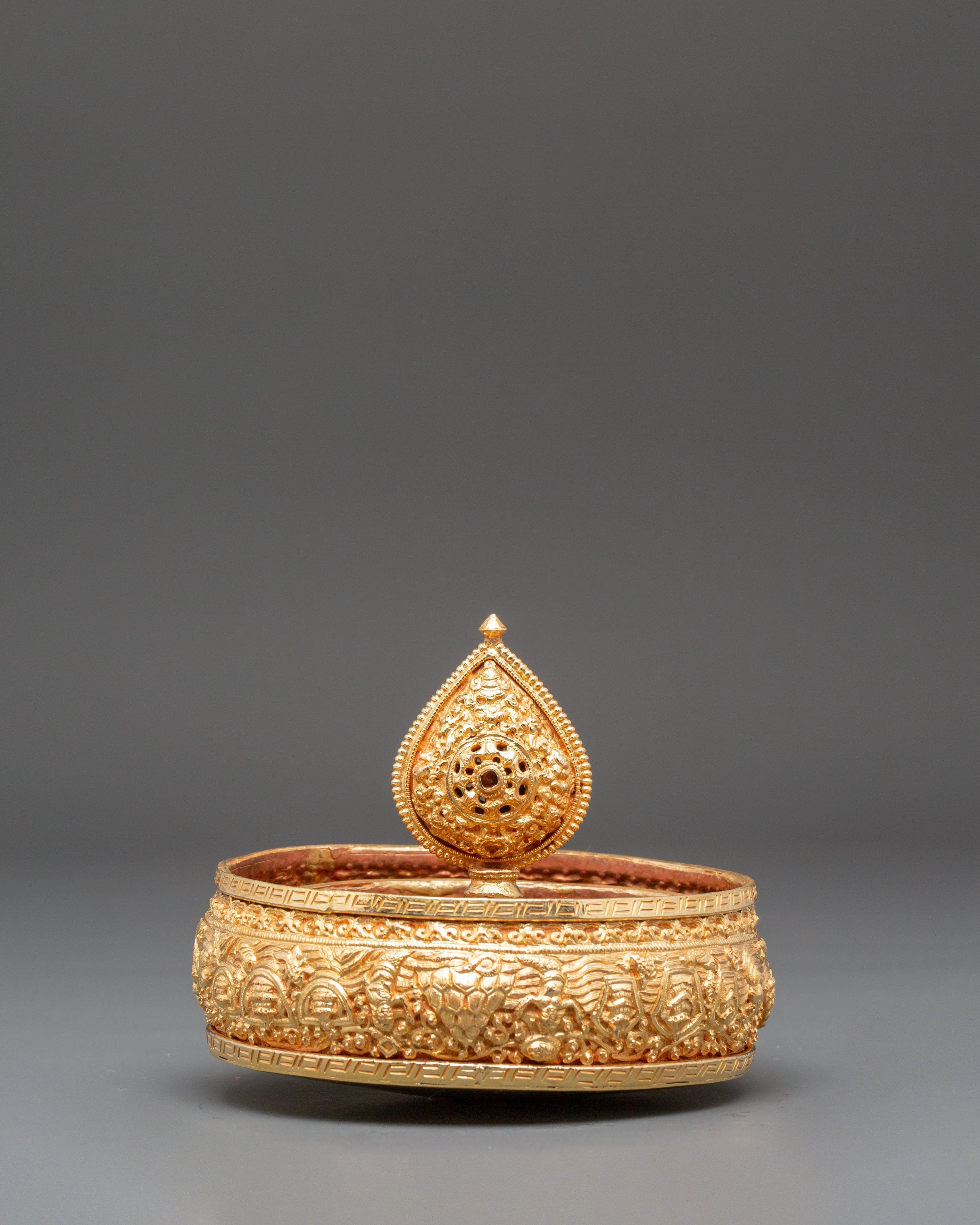 Handmade Gold Plated Mandala Offering Set | Tibetan Buddhist Altar Decor