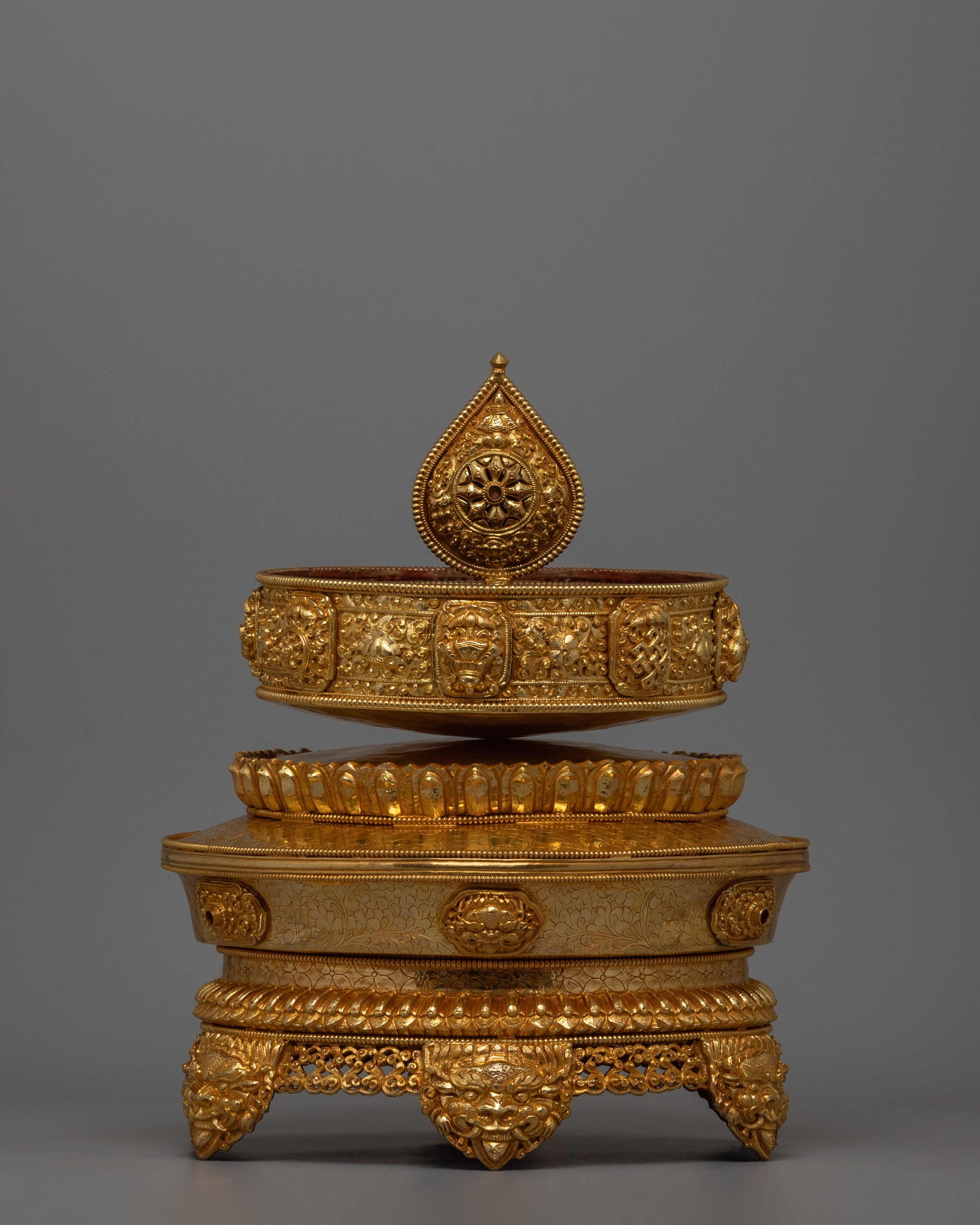 Gold-plated Stupa With a Copper Made | Spiritual Artifact, Sacred Meditation Symbol