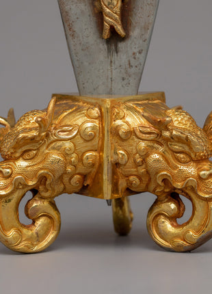 Buddhist Phurba with Iron Blade | Gold-Plated Copper Ritual Dagger
