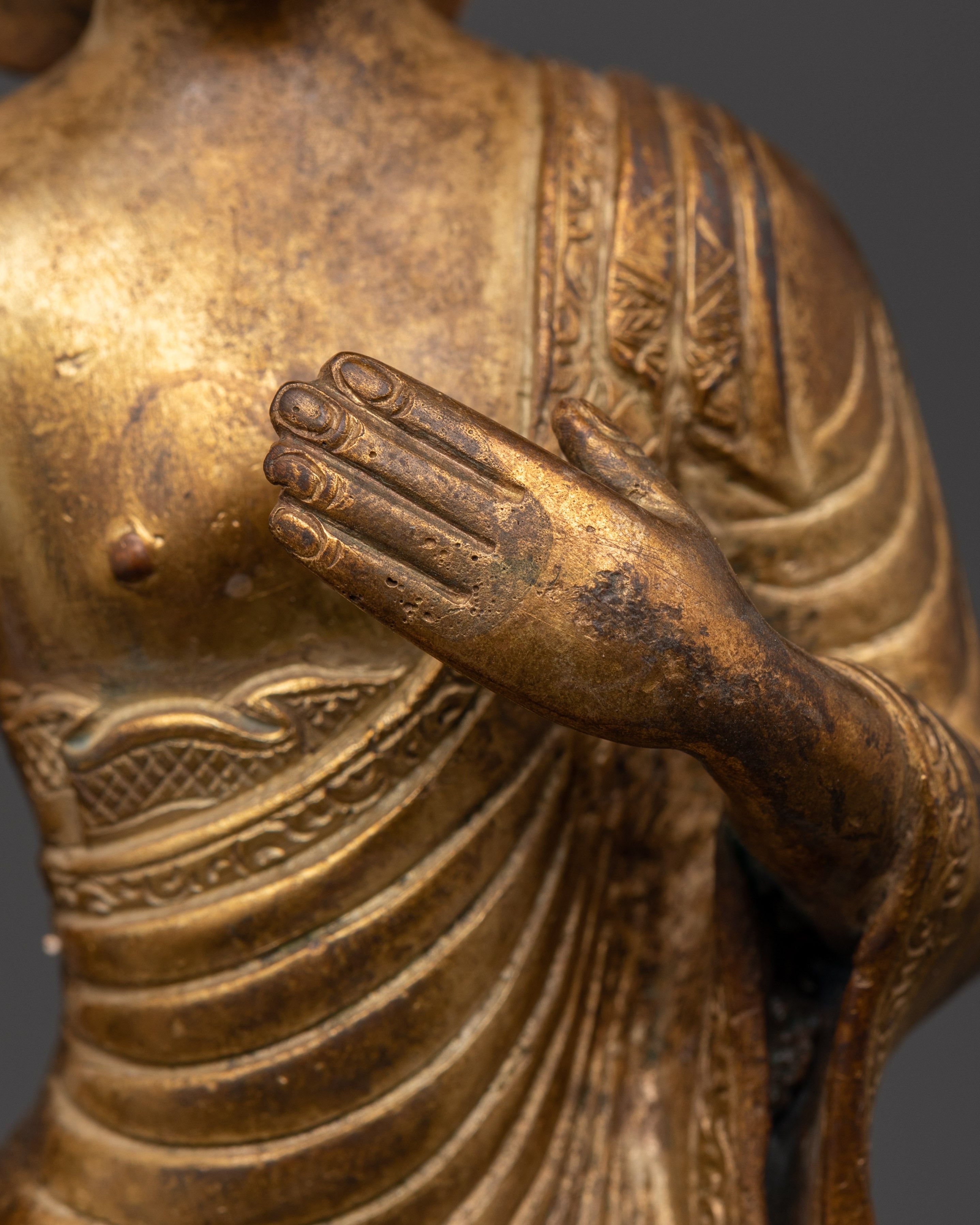 Antique Finish Shakyamuni Buddha Statue | Meditation Space and Sacred Decor