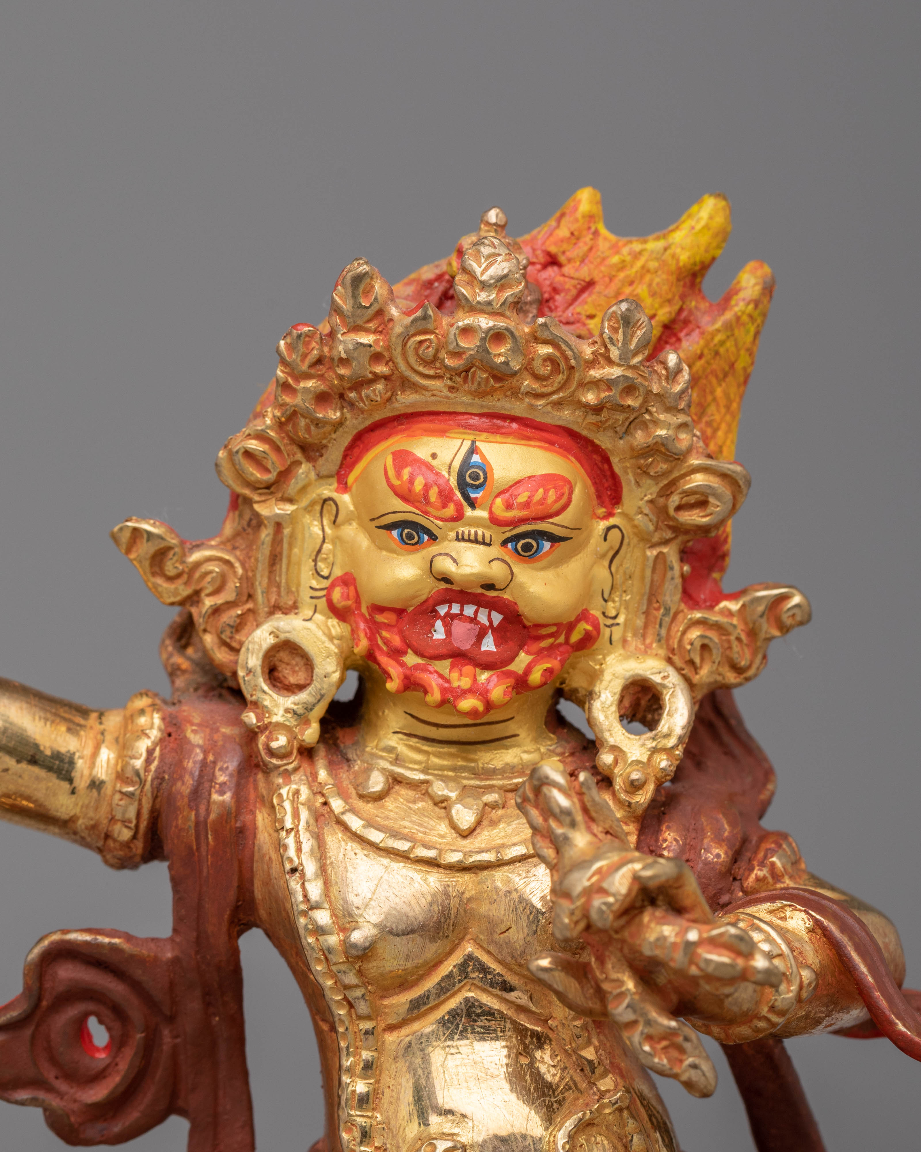 Vajrapani Statue for Protection | 24K Gold Plated Copper for Spiritual Safety