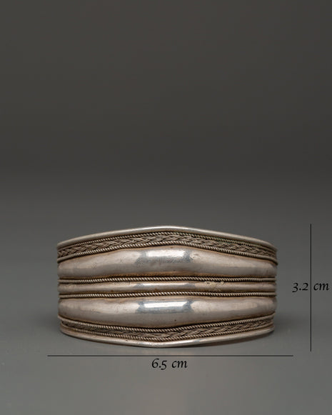 Sterling Silver Tibetan Cuff Bracelet | Handmade Himalayan Jewelry