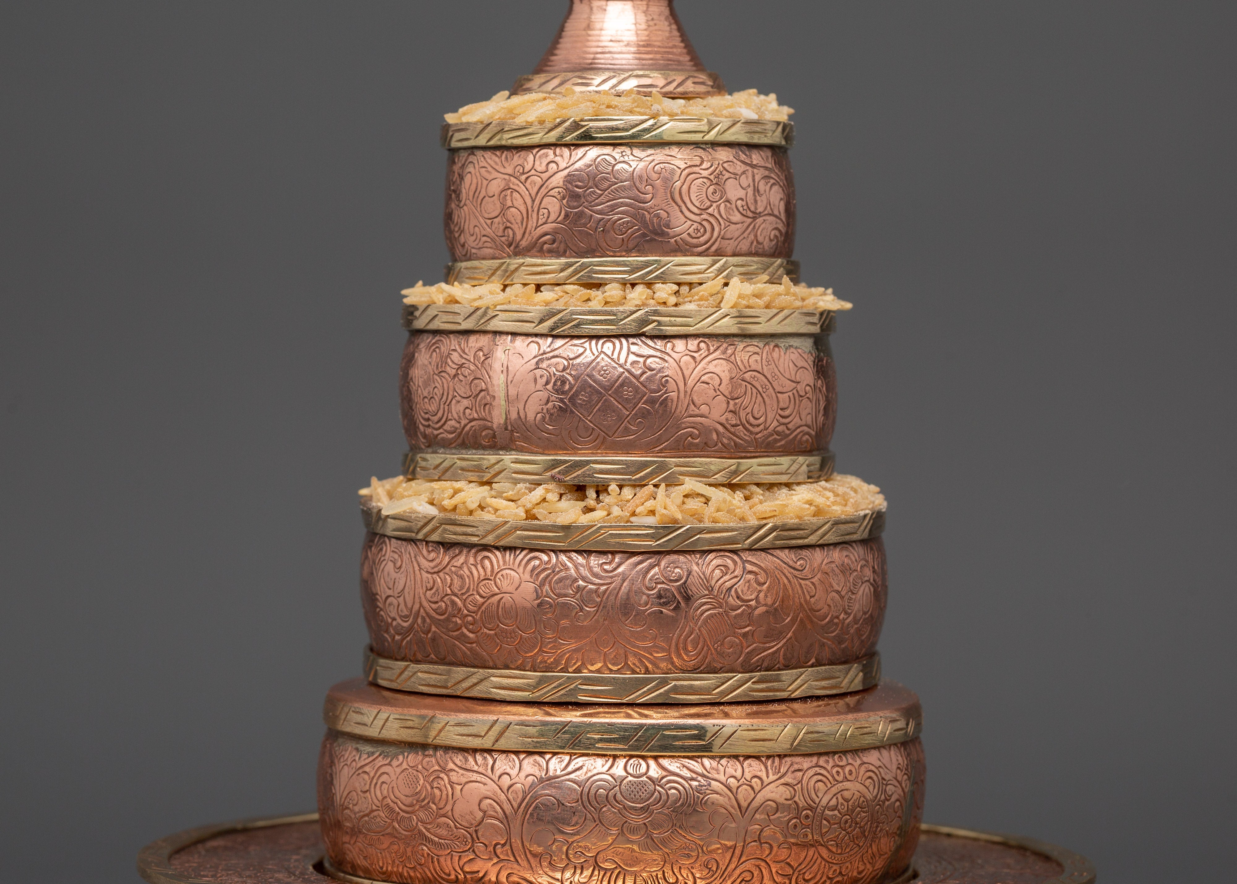 Copper Mandala Ritual Offering Set | Tibetan Buddhist Ceremonial Offering Set