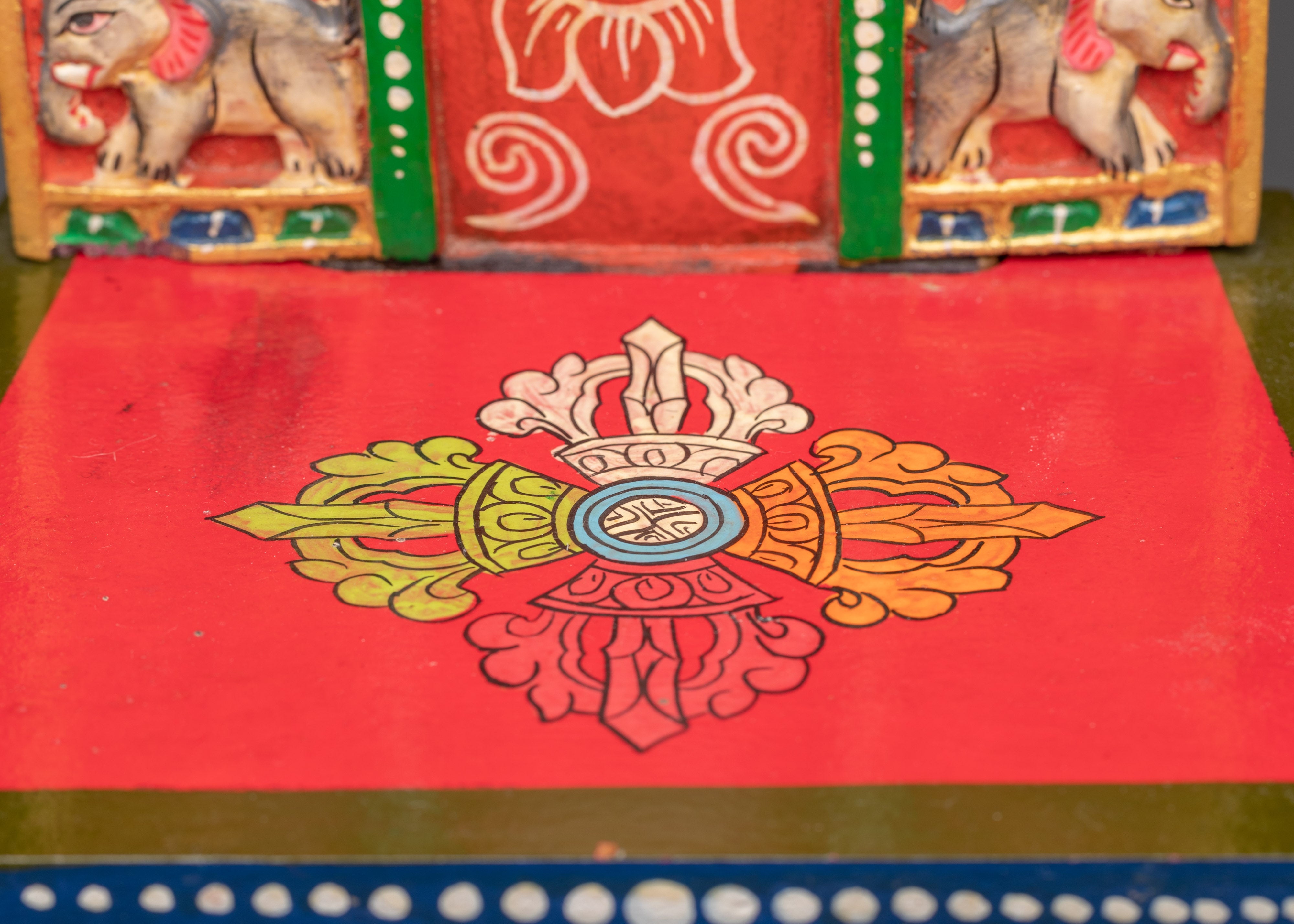 Handmade Traditional Buddhist Shrine Throne | Hand-Painted Tibetan Altar