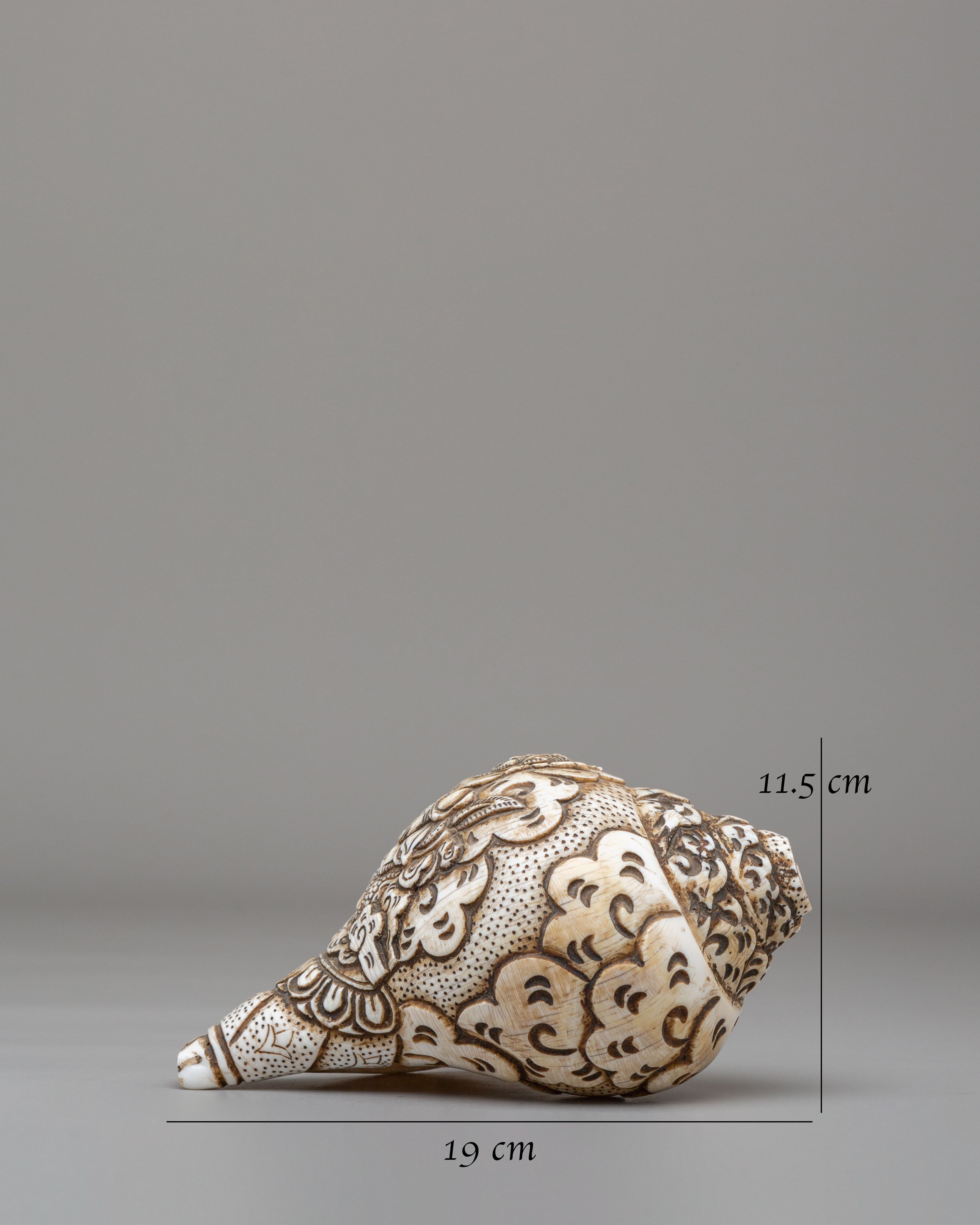 White Dzambhala Ritual Conch | Handcrafted Buddhist Sacred Art
