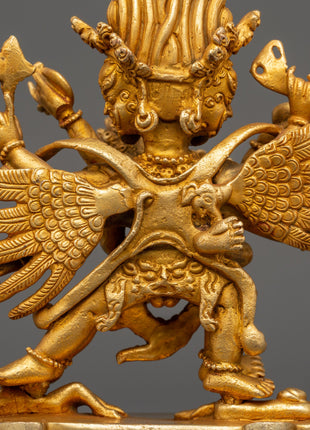 Gold Plated Hayagriva Statue | Copper Tantric Guardian for Protection