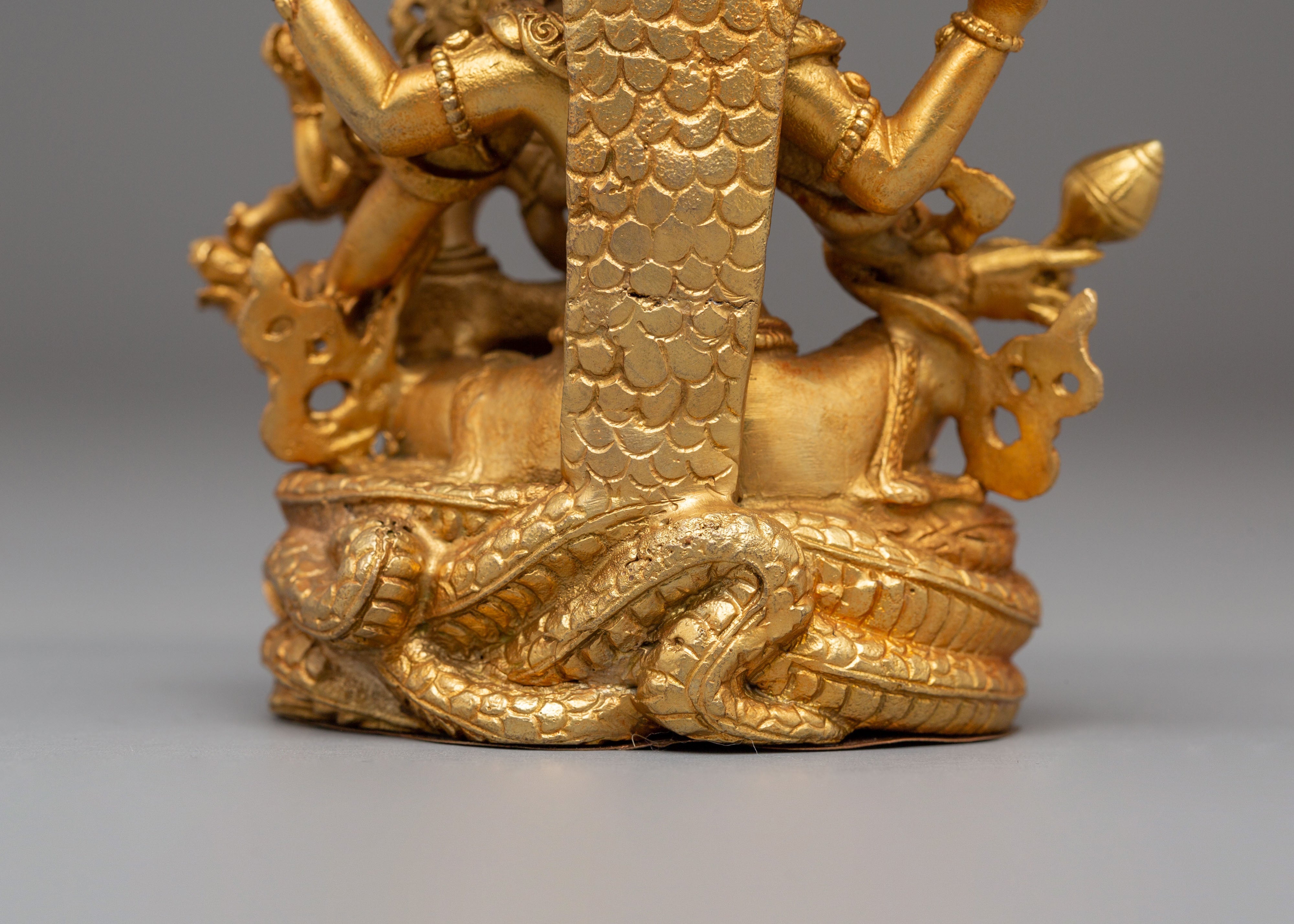 Handcrafted Vishnu Copper Statue | Gold Plated Hindu Deity