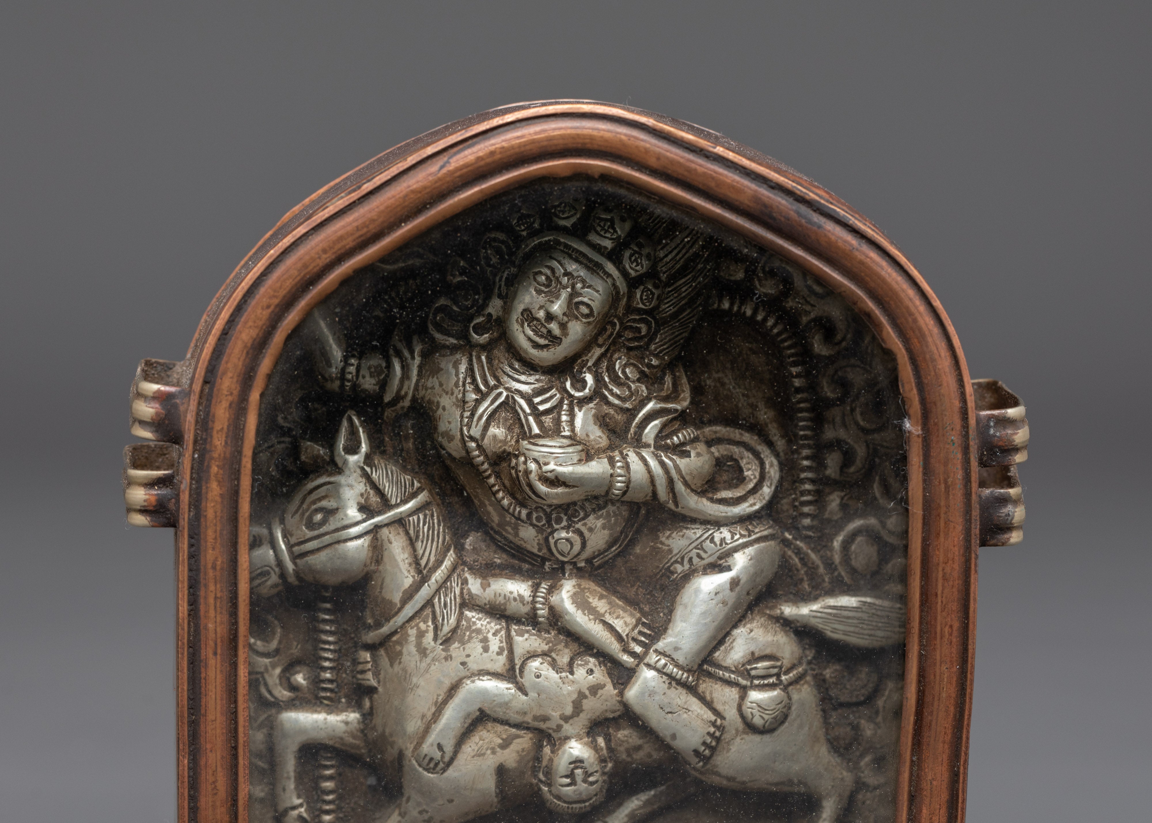 Sacred Buddhist Protective Amulet Case | Silver Repoussé Gau Box