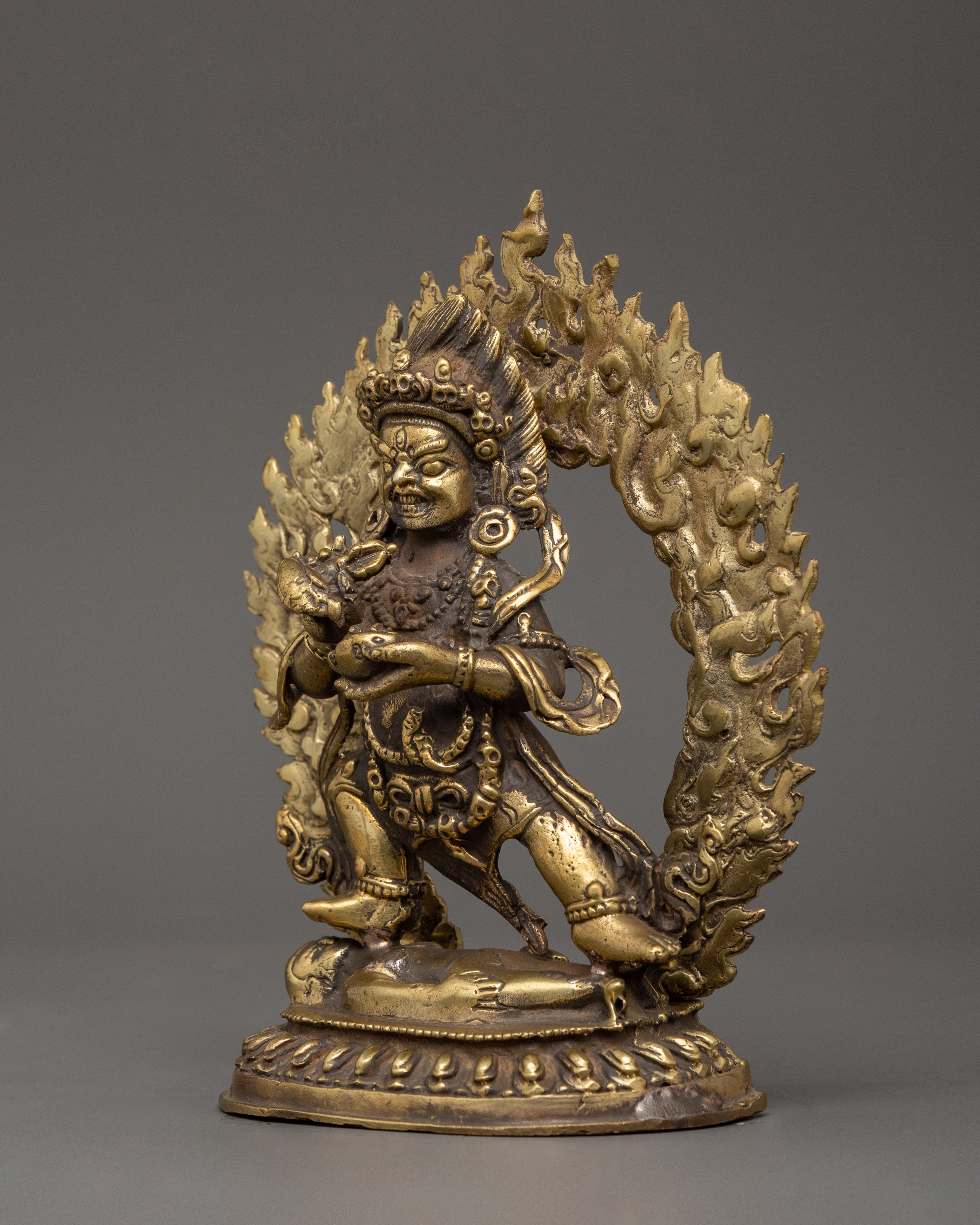 Handcrafted Brass Mahakala Bernagchen Statue | Buddhist Home Decor