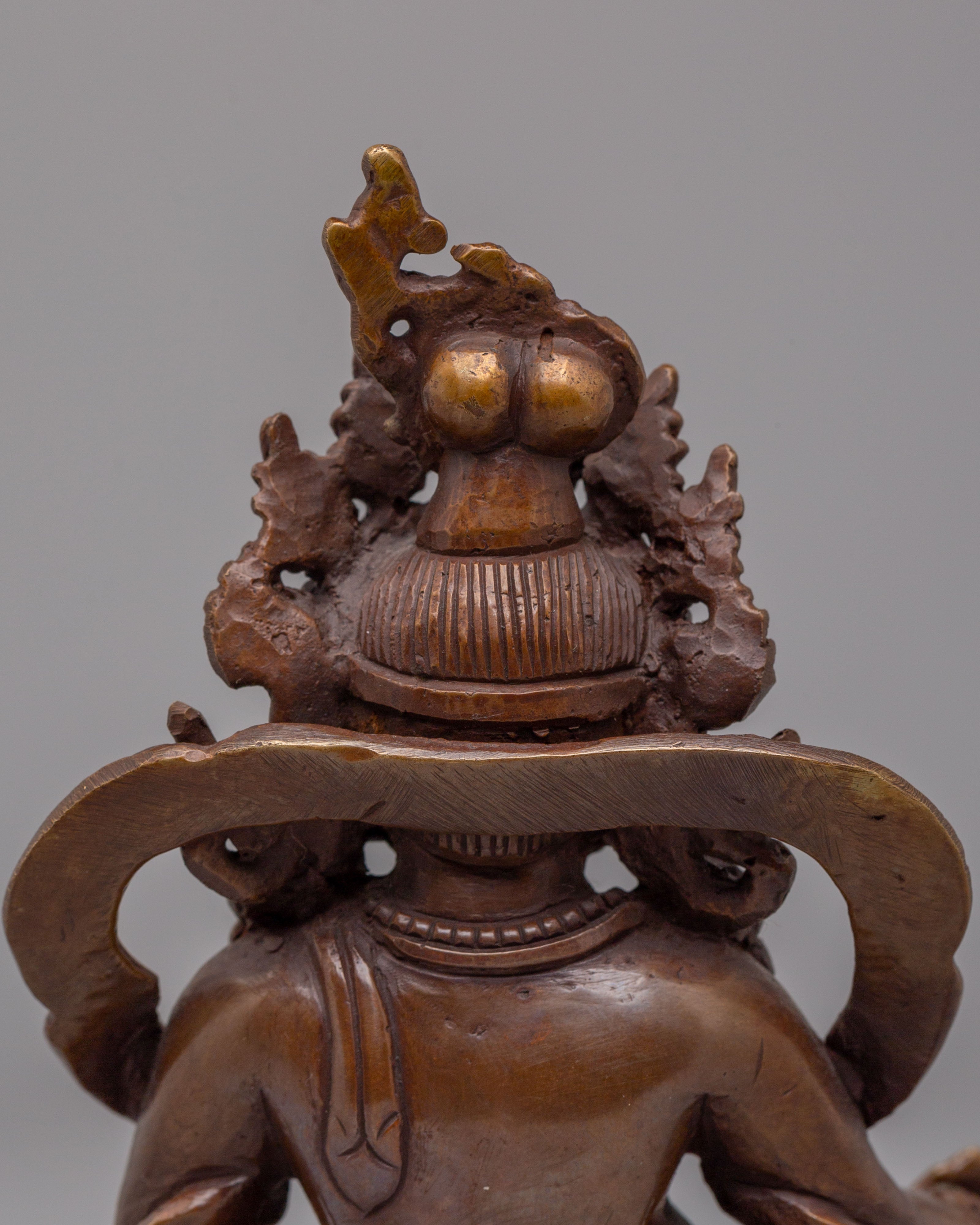 Tibetan Buddhist Dzambhala Statue | Oxidized Copper Buddhist Wealth Deity Sculpture