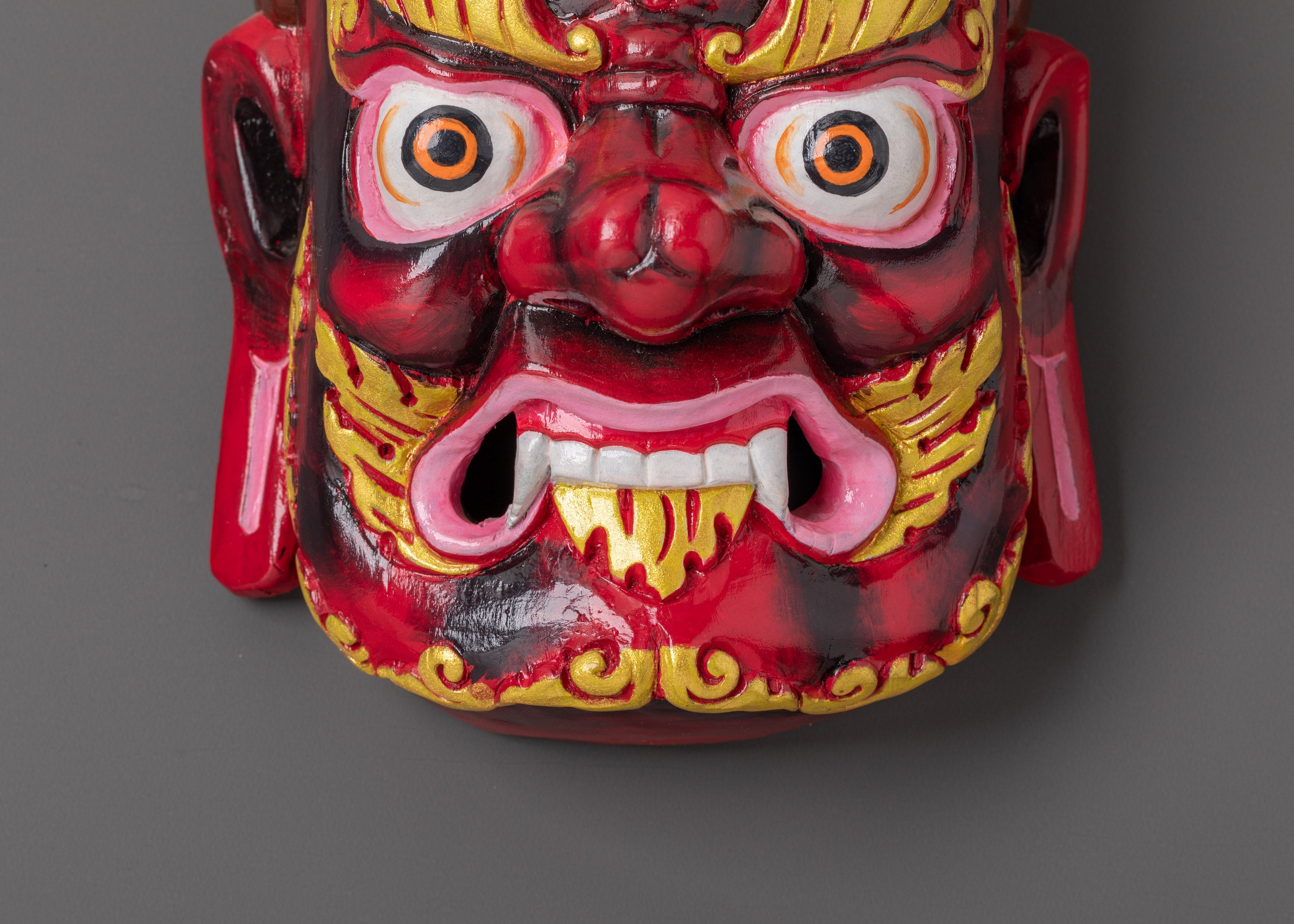 Handcrafted Dorje Drolo Mask | Wooden Tibetan Ritual Mask