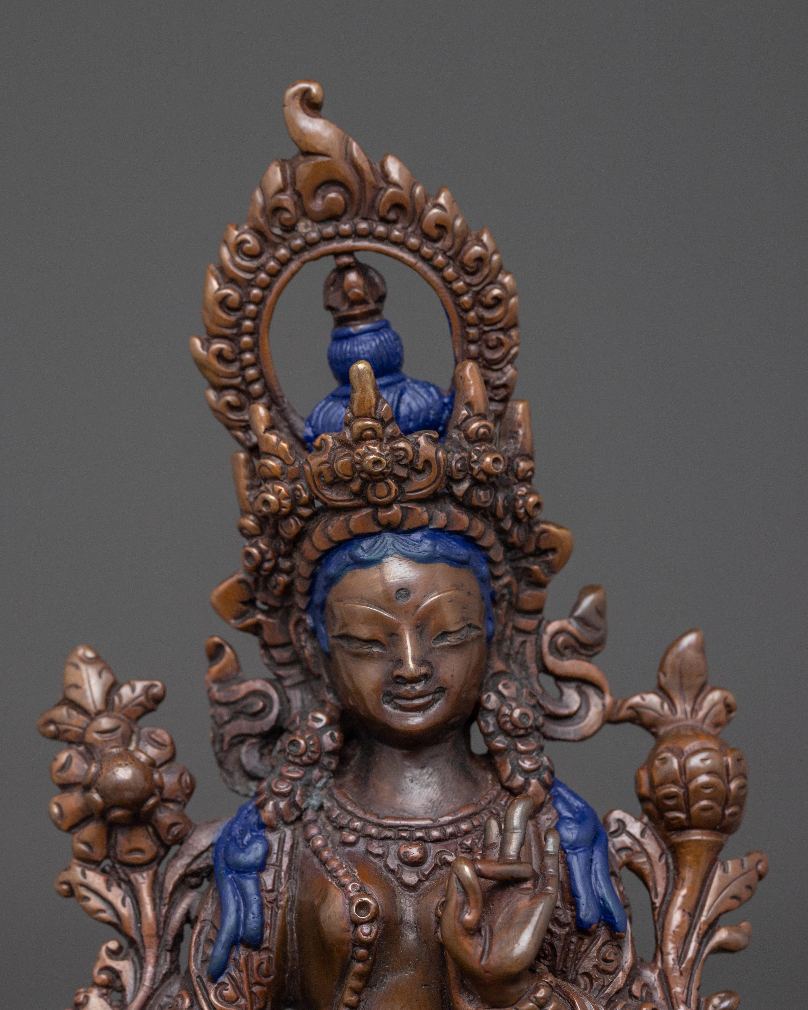 Oxidized Copper Statue of Green Tara | Shyama Tara - Mother of Liberation