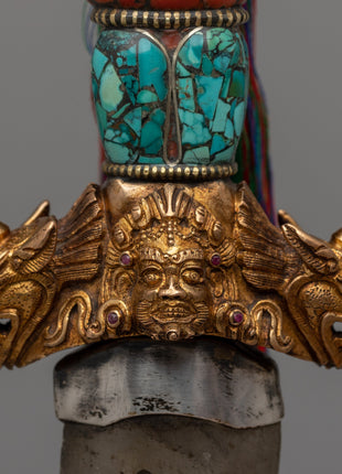 Tibetan Phurba with a Curved Crystal Blade | Spiritual Power and Craftsmanship