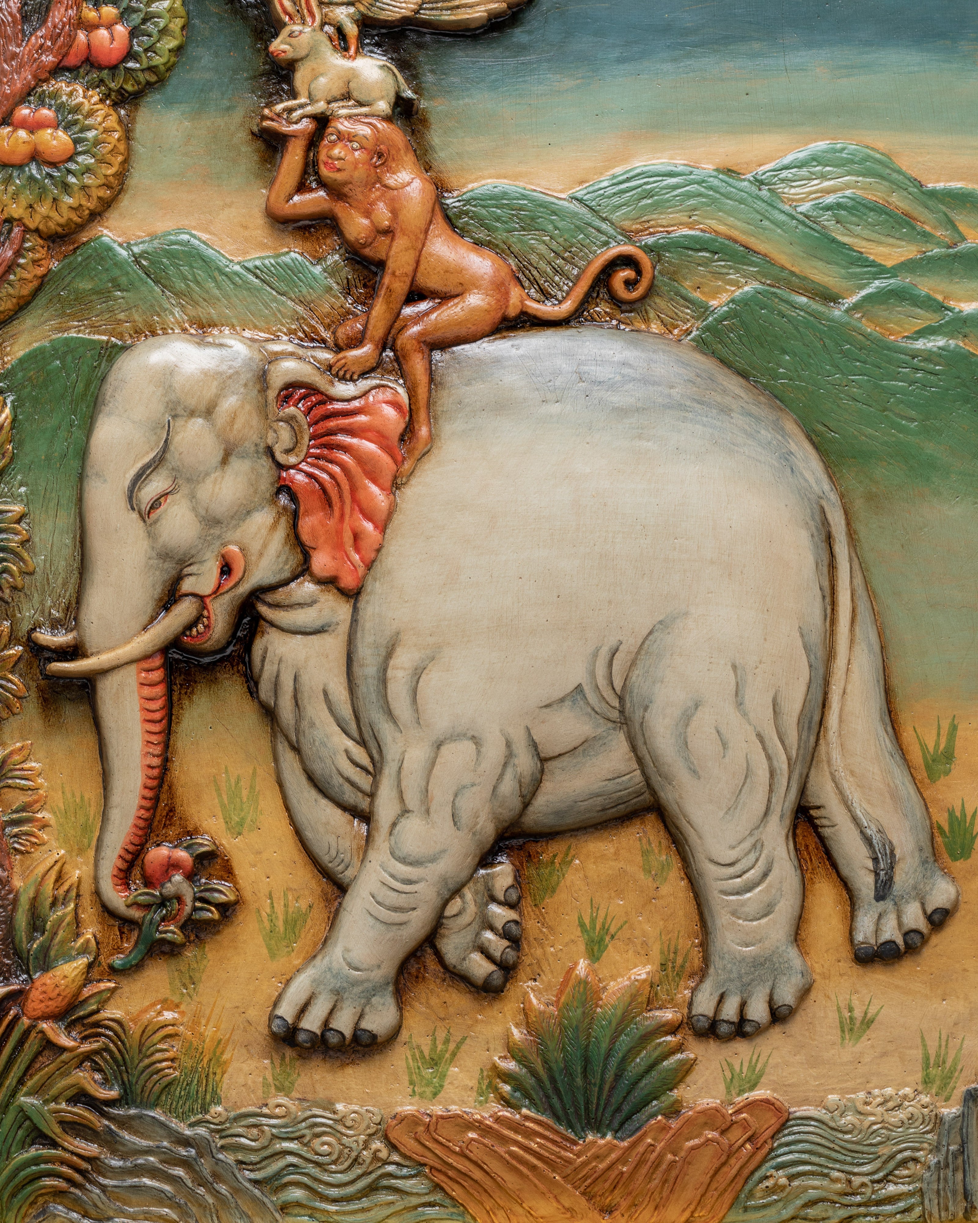 Handcrafted Elephant Design Wall Hanging | Unique Wooden Frame