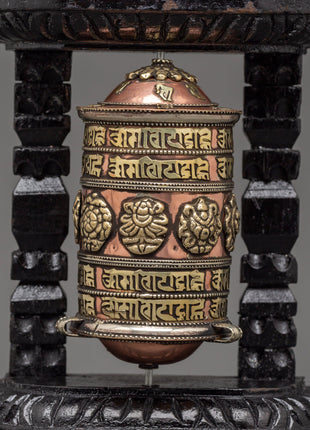 Sacred Tibetan Prayer Wheel | Wood Frame for Ritual Use