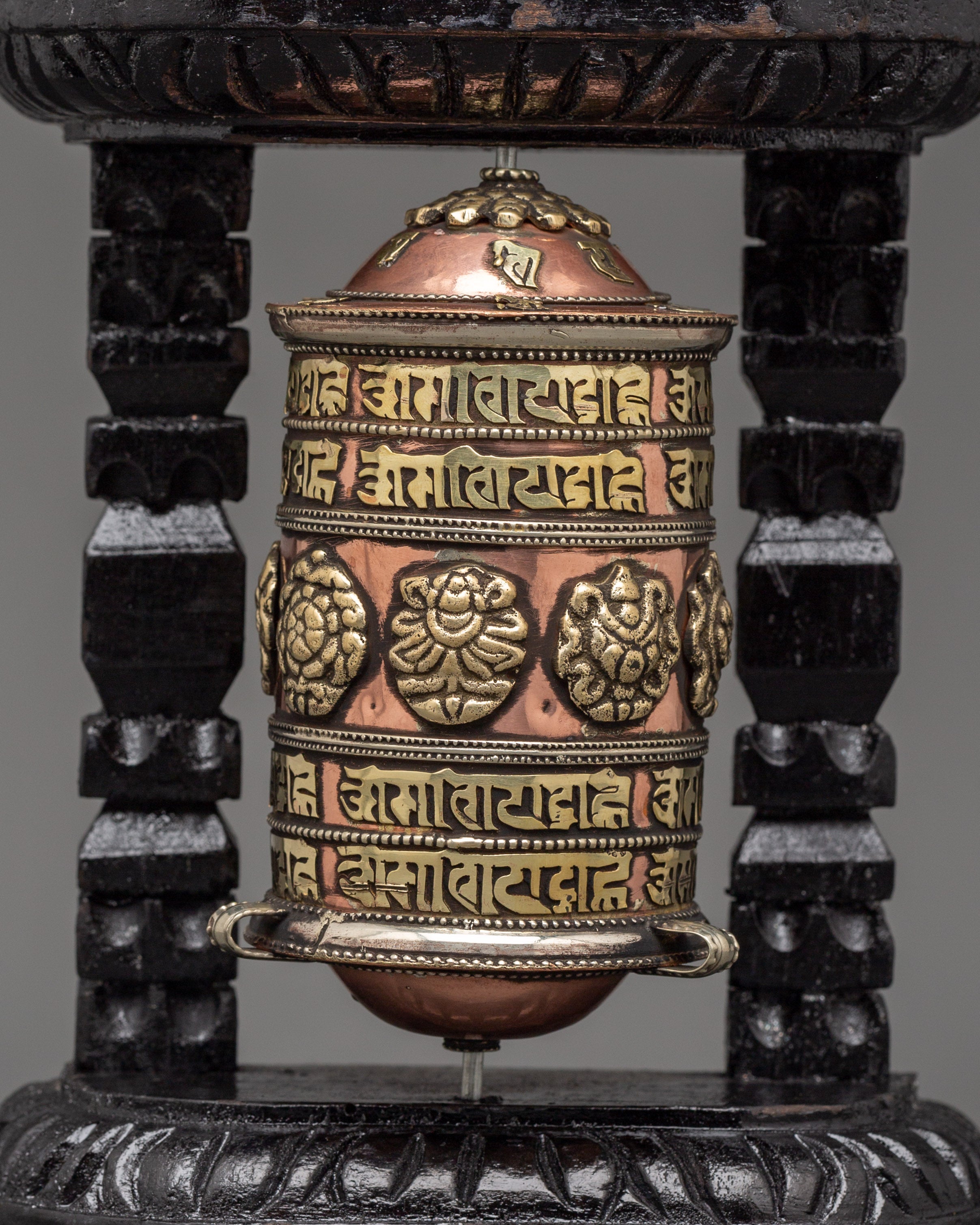 Sacred Tibetan Prayer Wheel | Wood Frame for Ritual Use