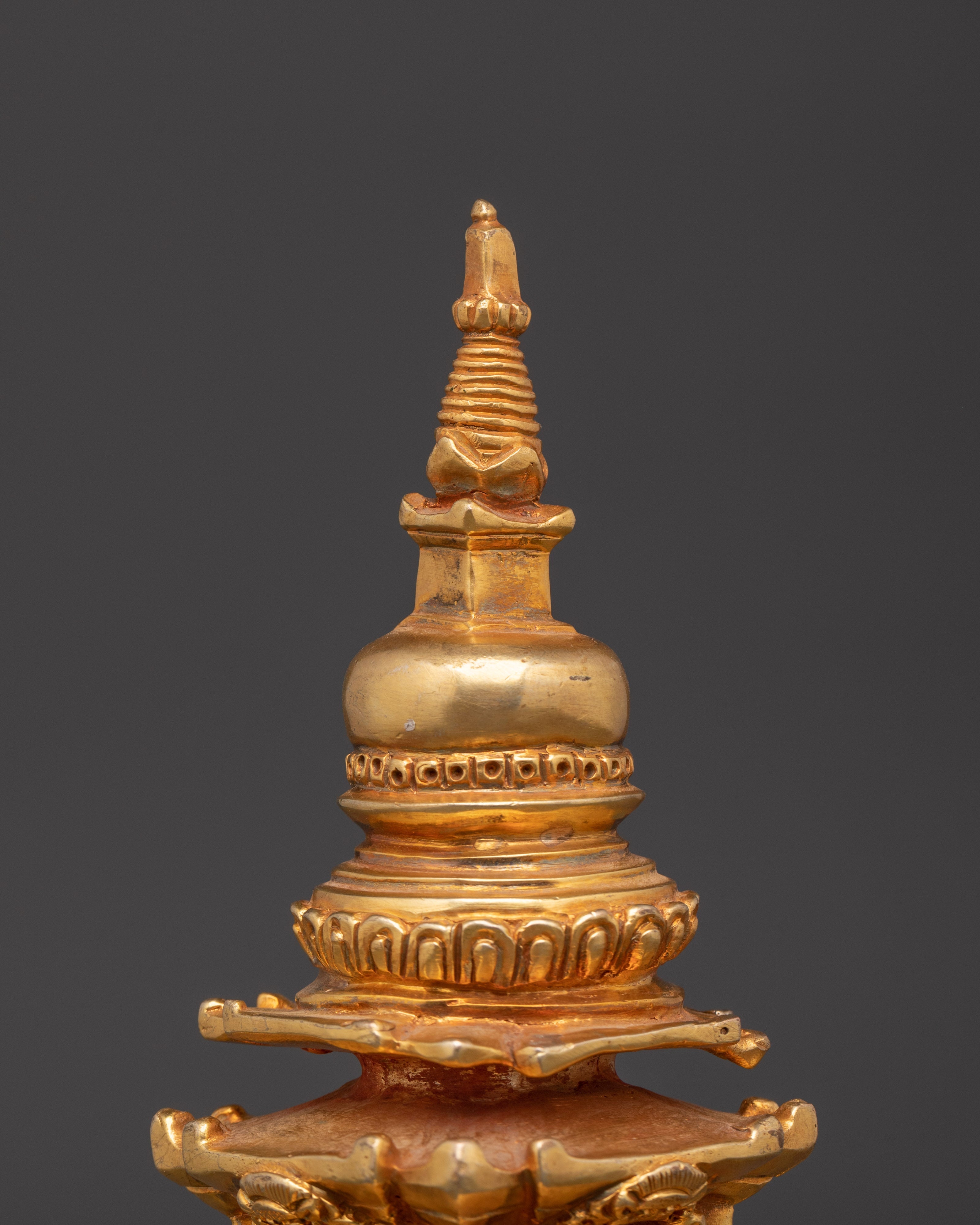 Copper Stupa with Gold Plating | Spiritual Decor