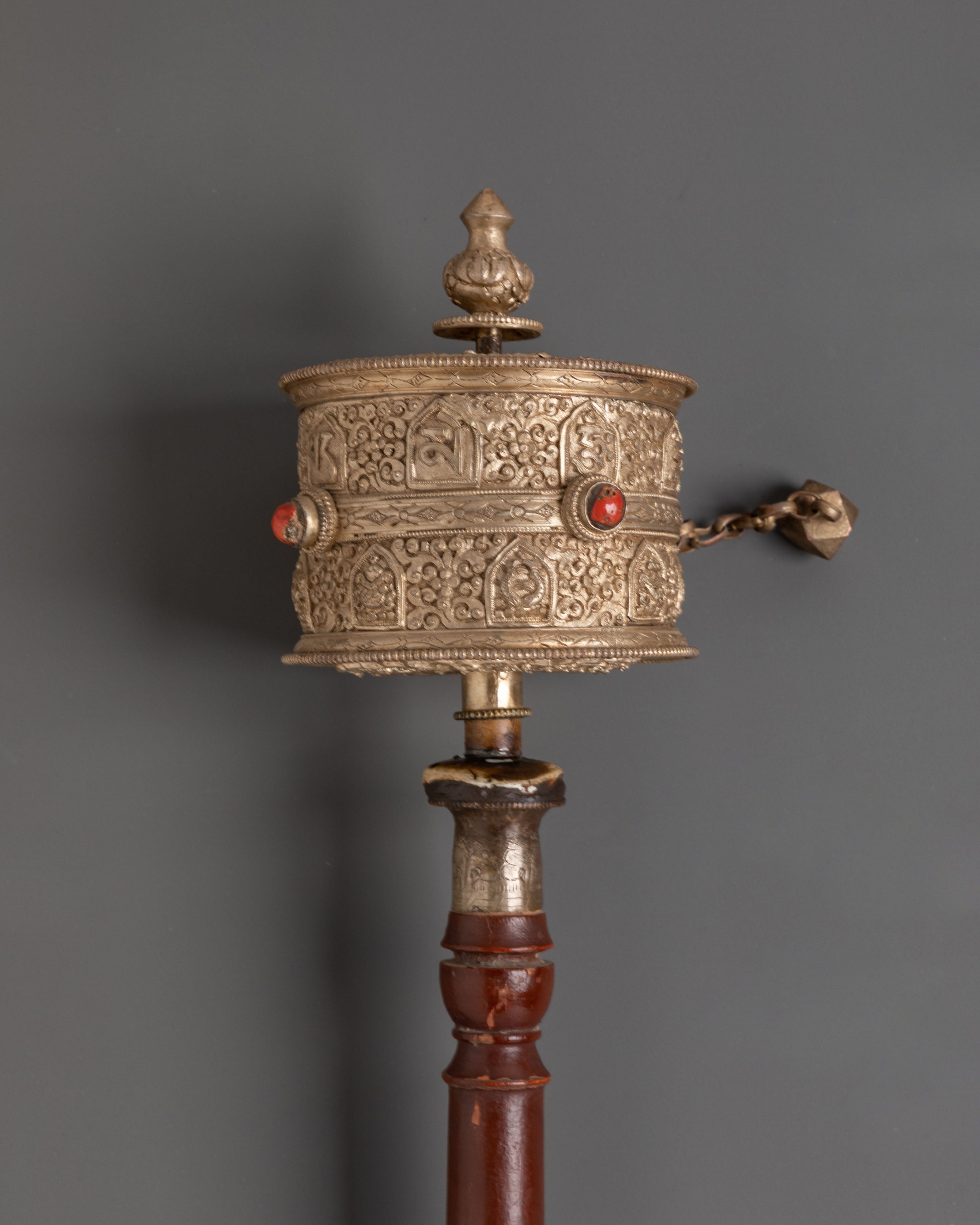 Silver Plated Buddhist Prayer Wheel | Tibetan Spiritual Wheel