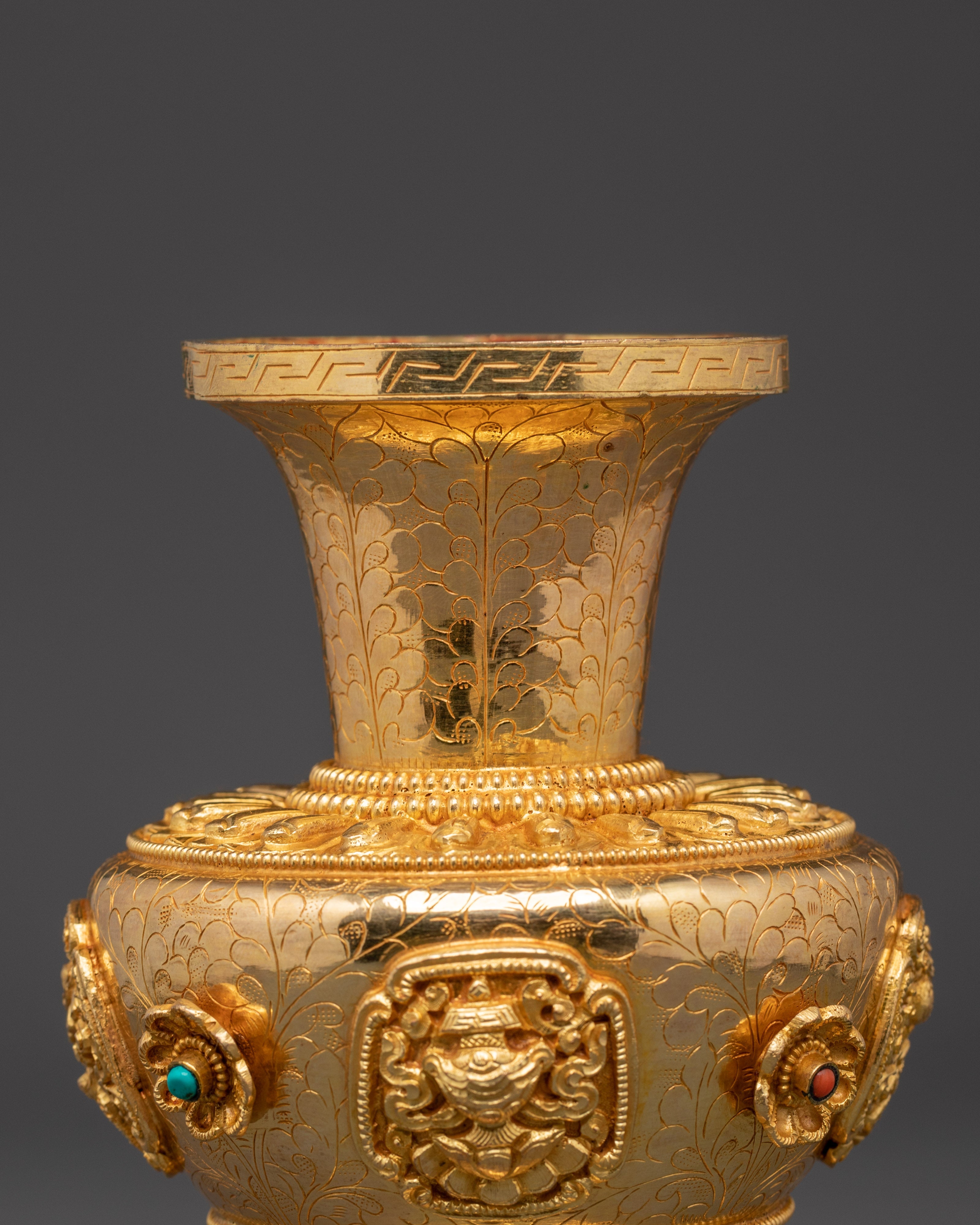 Flower Vase for Ritual Offering | Gold Plated Copper Vase