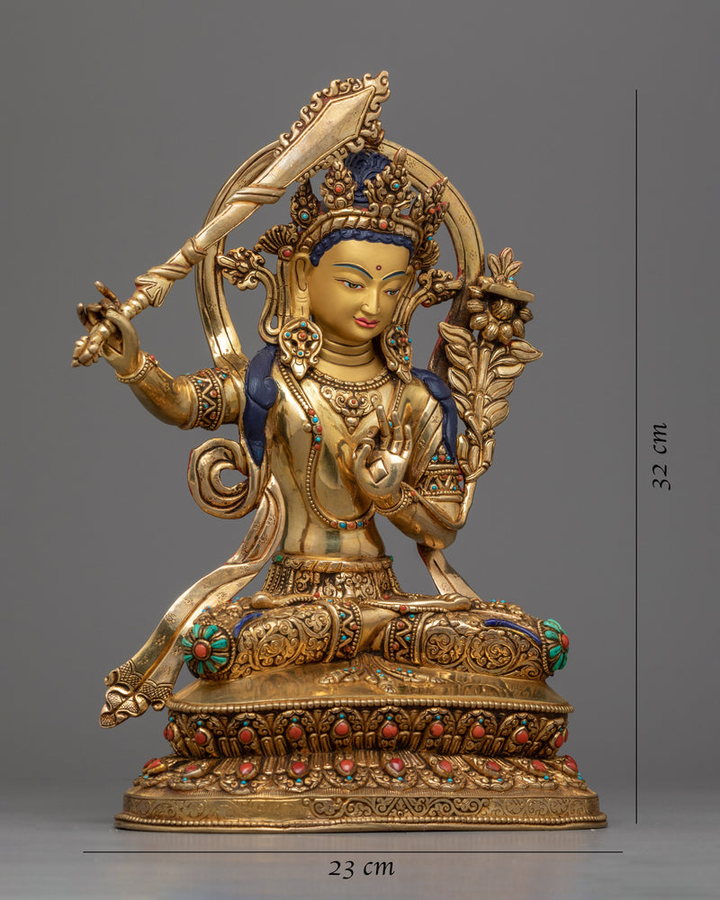 Sword Wielding Manjushri Bodhisattva Statue | Himalayan Style Buddhist Artistry