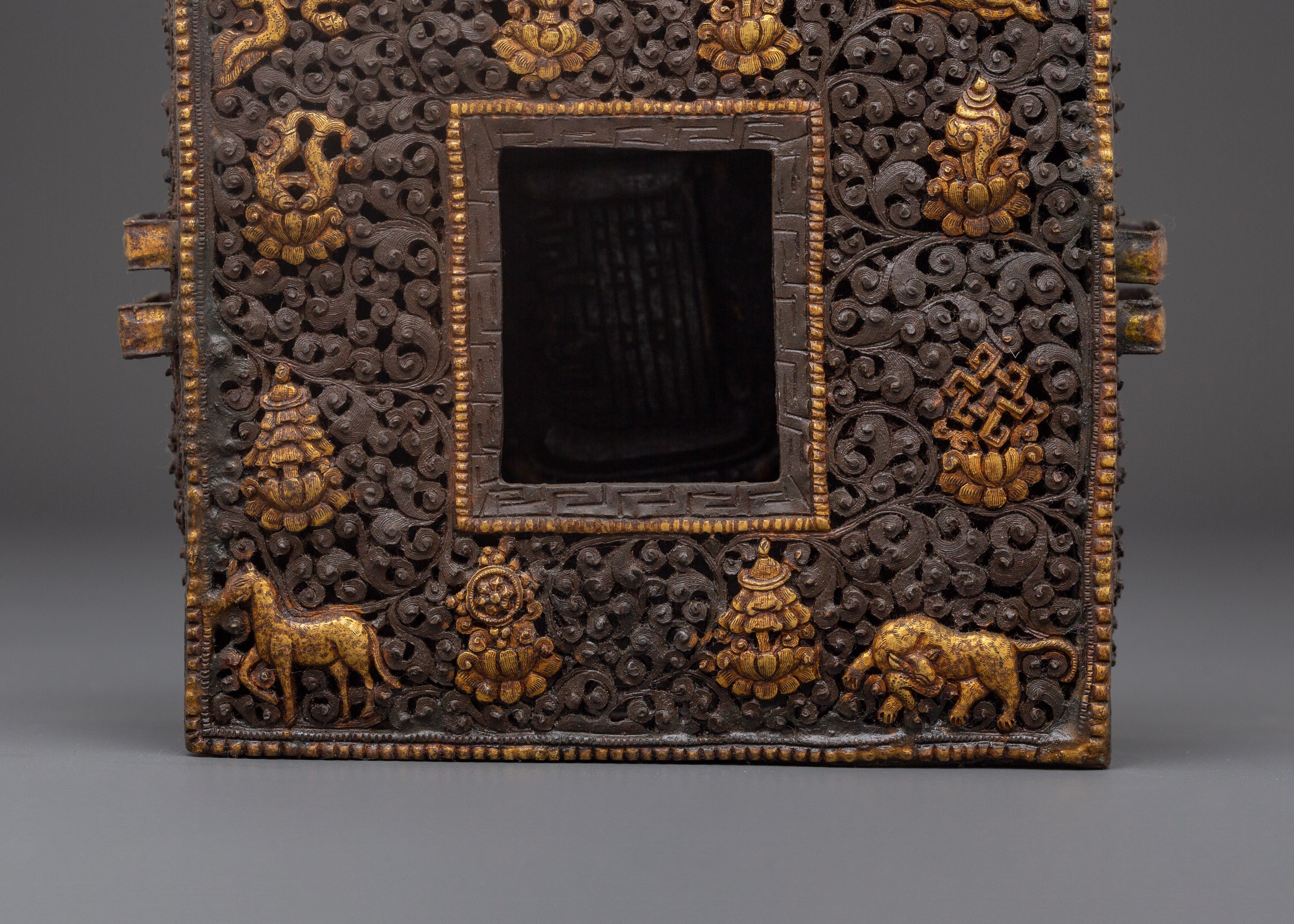 Gold-Plated Prayer Box | Tibetan Ghau Box