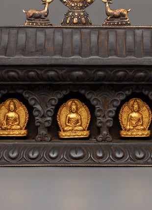 Buddha Set with Wooden Altar Box | Gold-Plated Buddha Figurines for Altar Decor