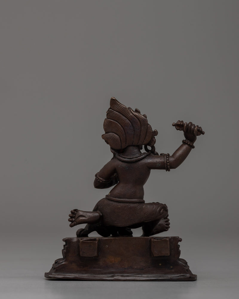 Handcrafted Oxidized Copper Vajrapani Statue | Spiritual Altar Decor