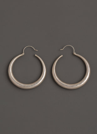 Tibetan Crescent Hoop Earrings | Silver Tribal Earrings