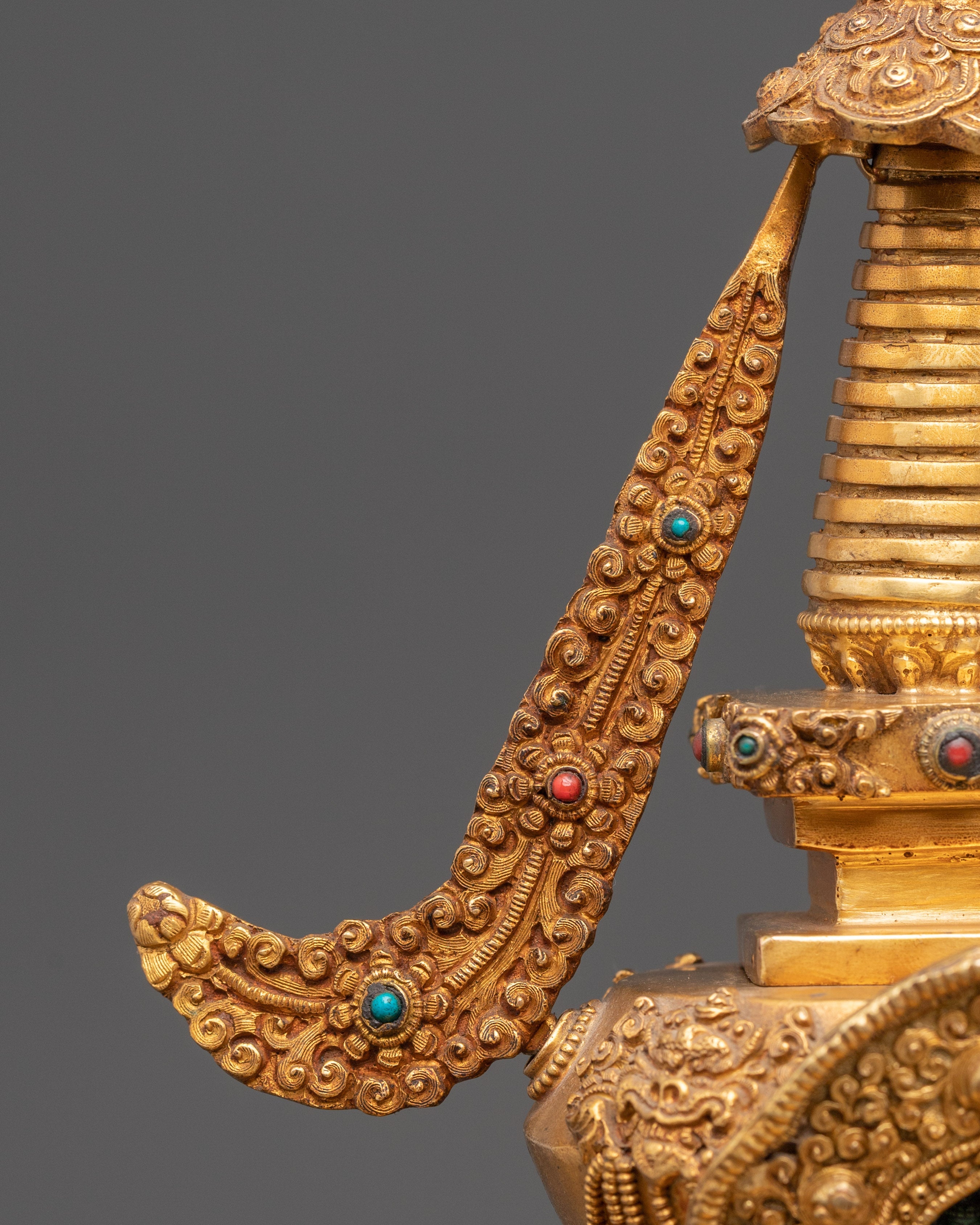 Gold Plated Stupa for Ritual Ceremonies | Path to Enlightenment