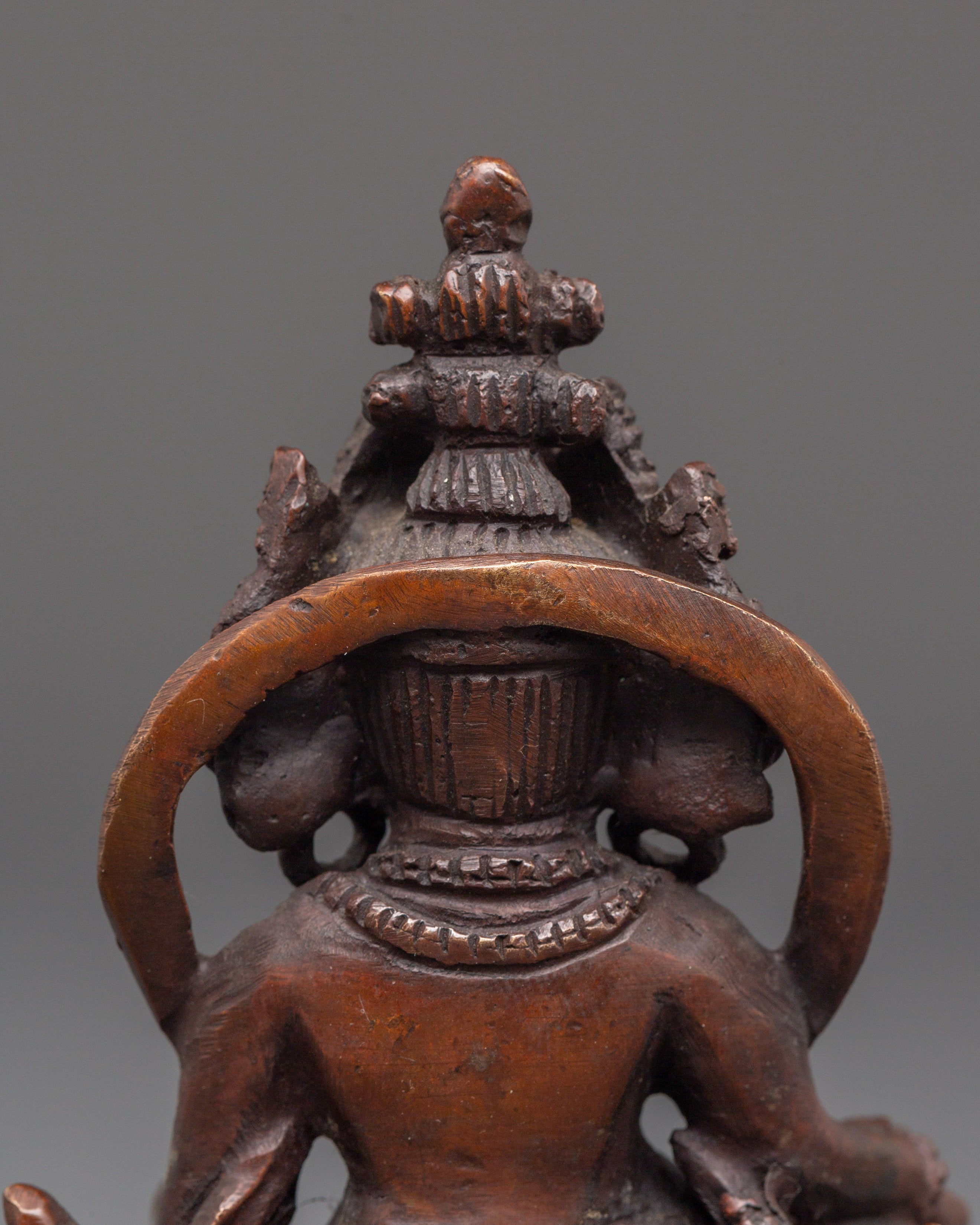 Handmade Statue of Buddhist Kubera | Oxidized Copper Wealth Deity Idol